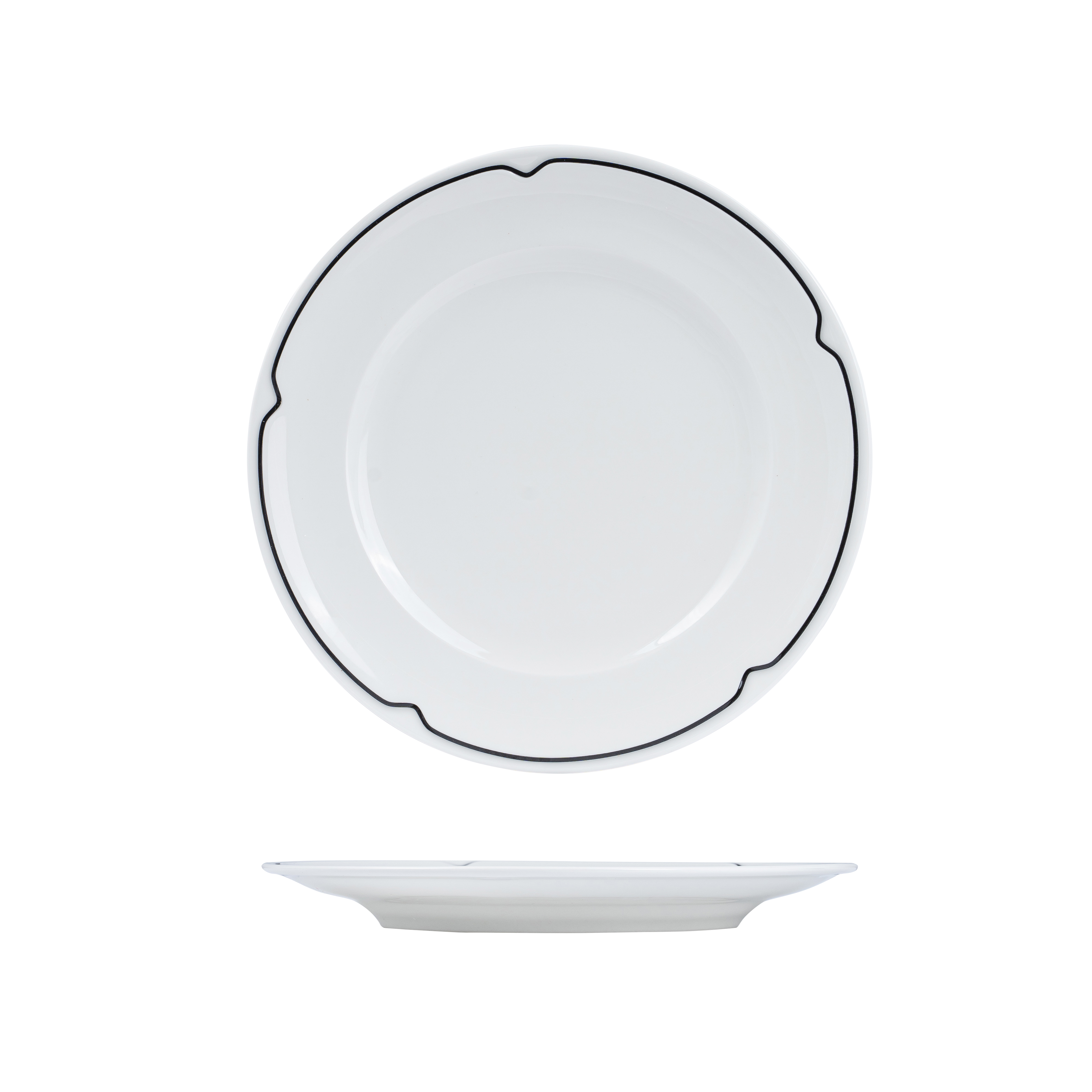 RAK Charlotte Round Plate - Wide Rim (270mm - White with Black Line)