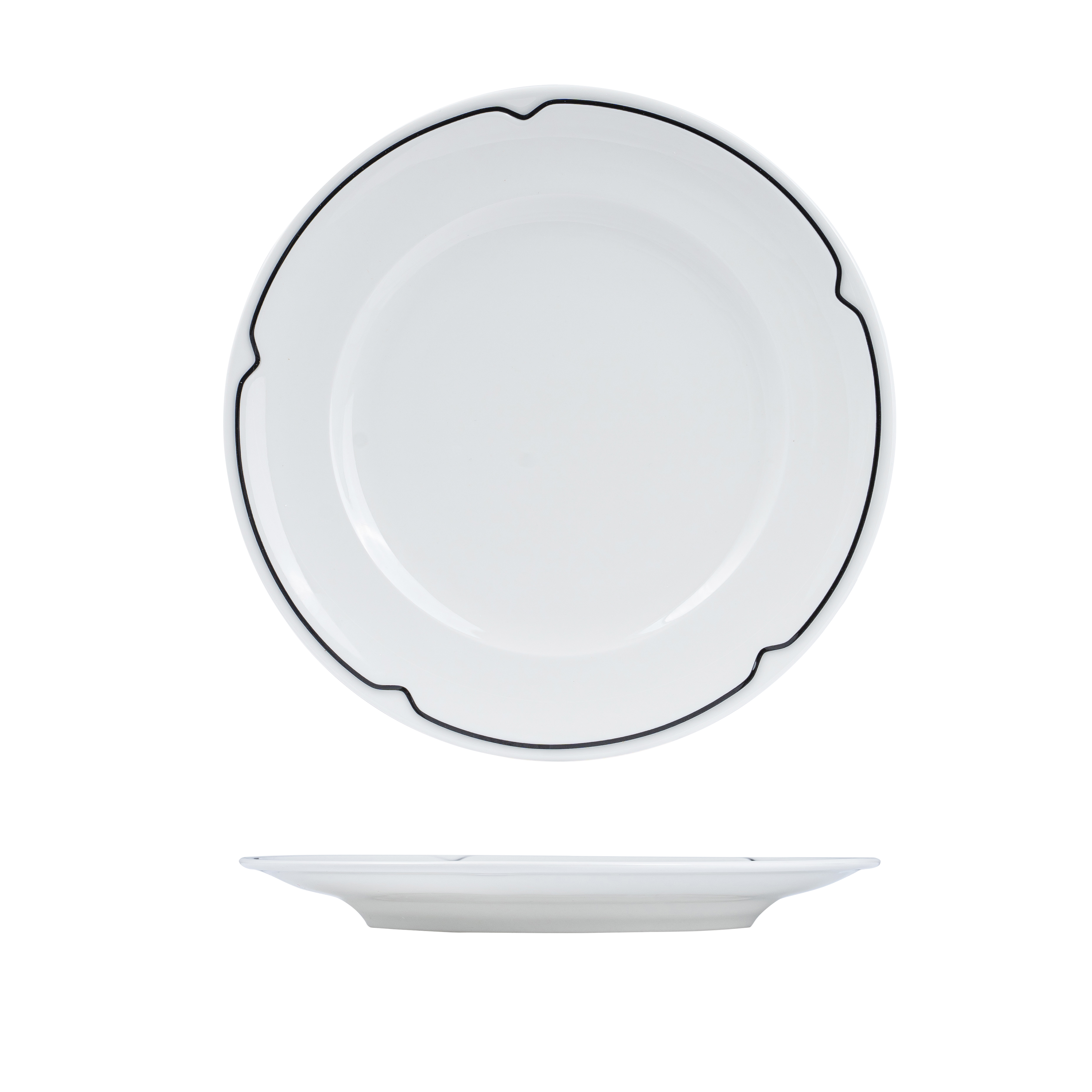 RAK Charlotte Round Plate - Wide Rim (290mm - White with Black Line)