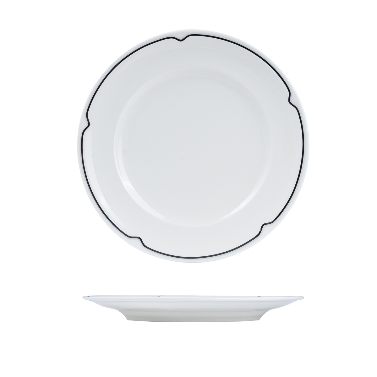 RAK Charlotte Round Plate - Wide Rim (290mm - White with Black Line)