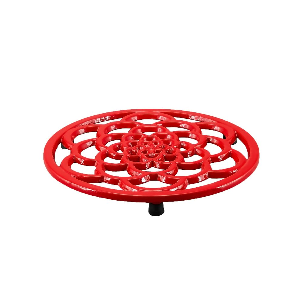 G&S Enamelled Cast Iron Round Trivet 18cm - Red