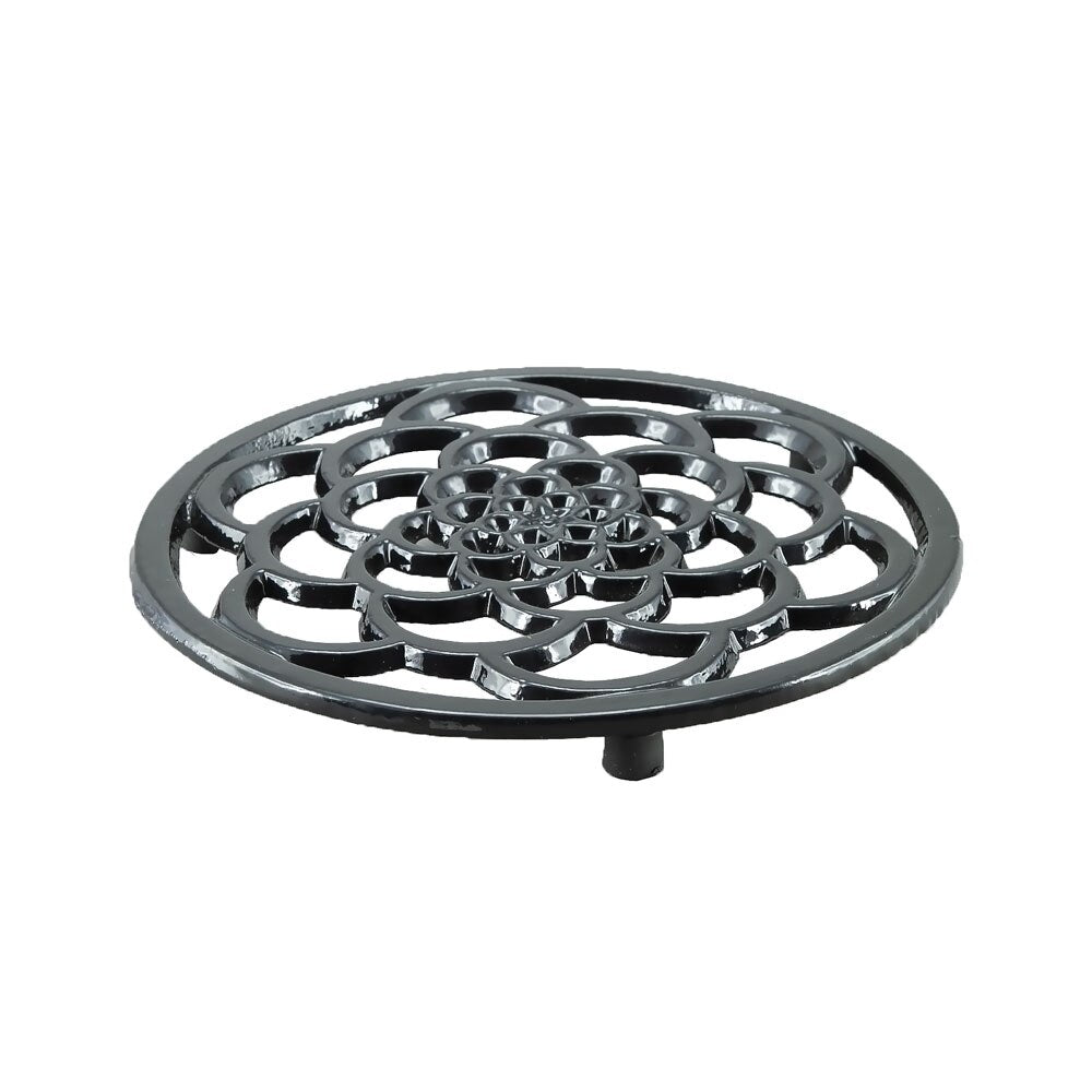 G&S Enamelled Cast Iron Round Trivet 18cm - Black
