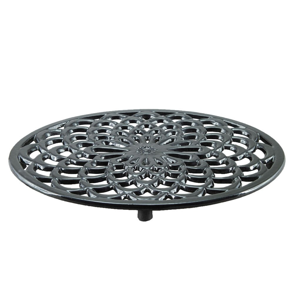 G&S Enamelled Cast Iron Oval Trivet 25 x 20cm - Black