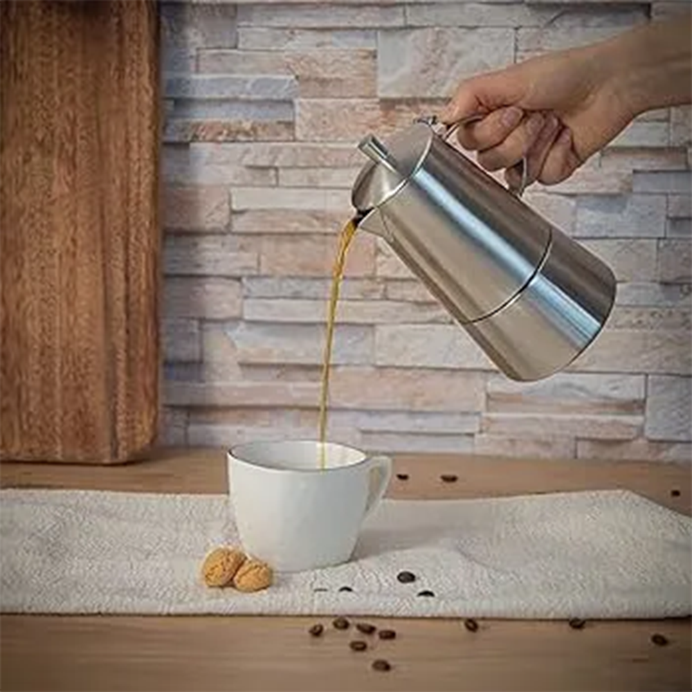 Cilio Modena Espresso Maker – Stainless Steel Satin, 6 Cup