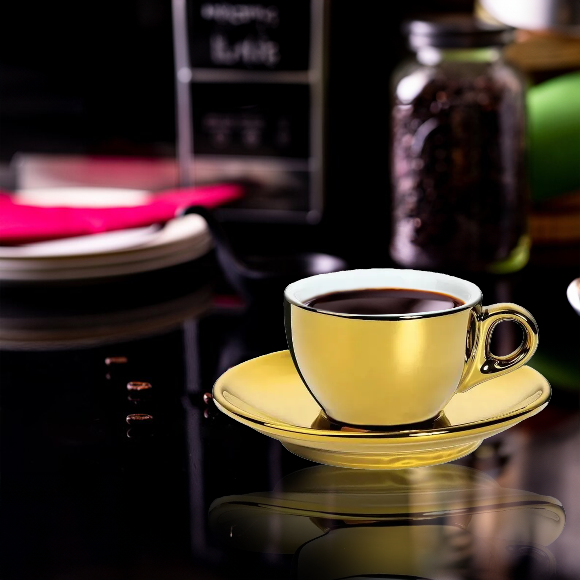 Cilio Roma Espresso Cup & Saucer Set – Gold, 2 Piece