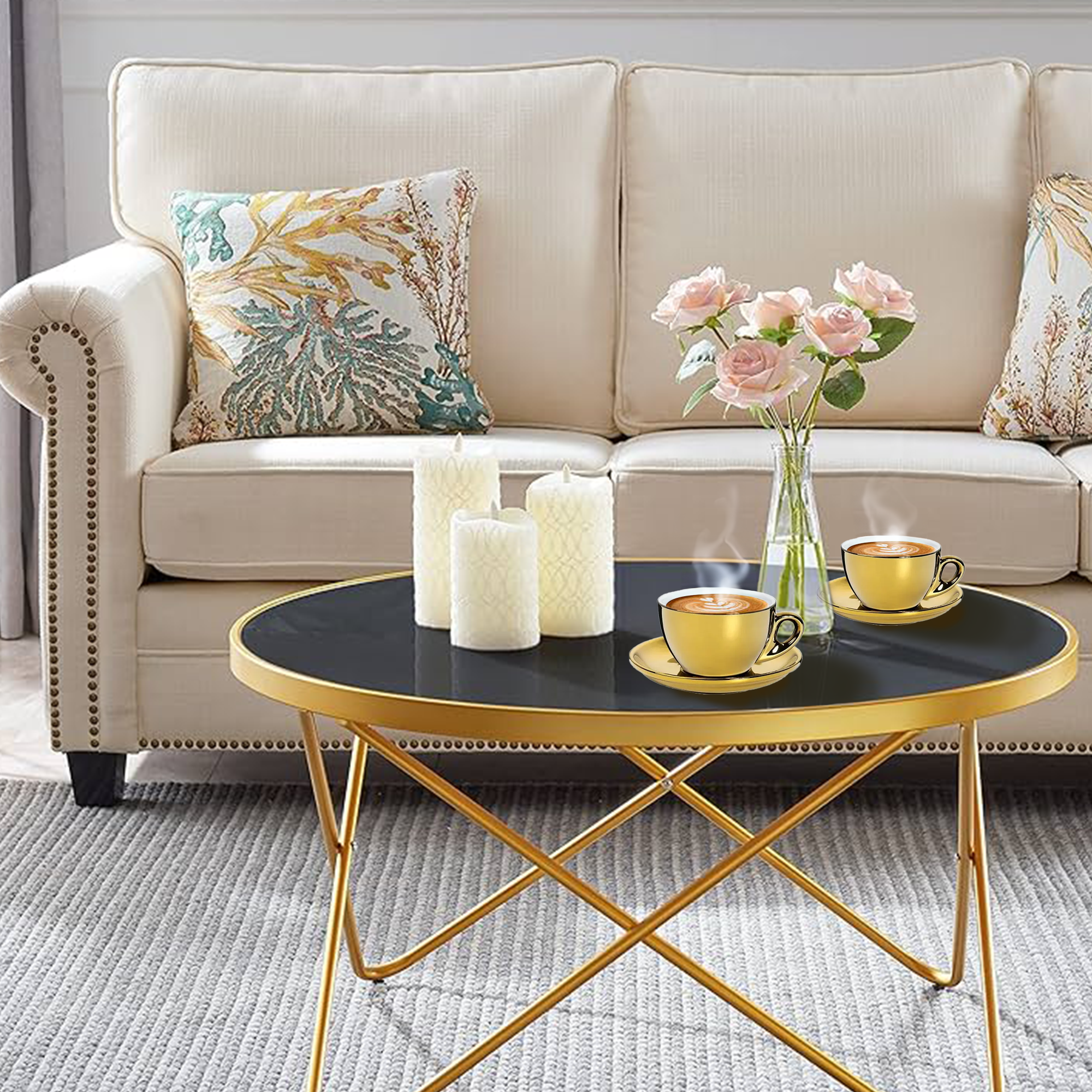 Cilio Roma Cappuccino Cup & Saucer Set – Gold, 2 Piece