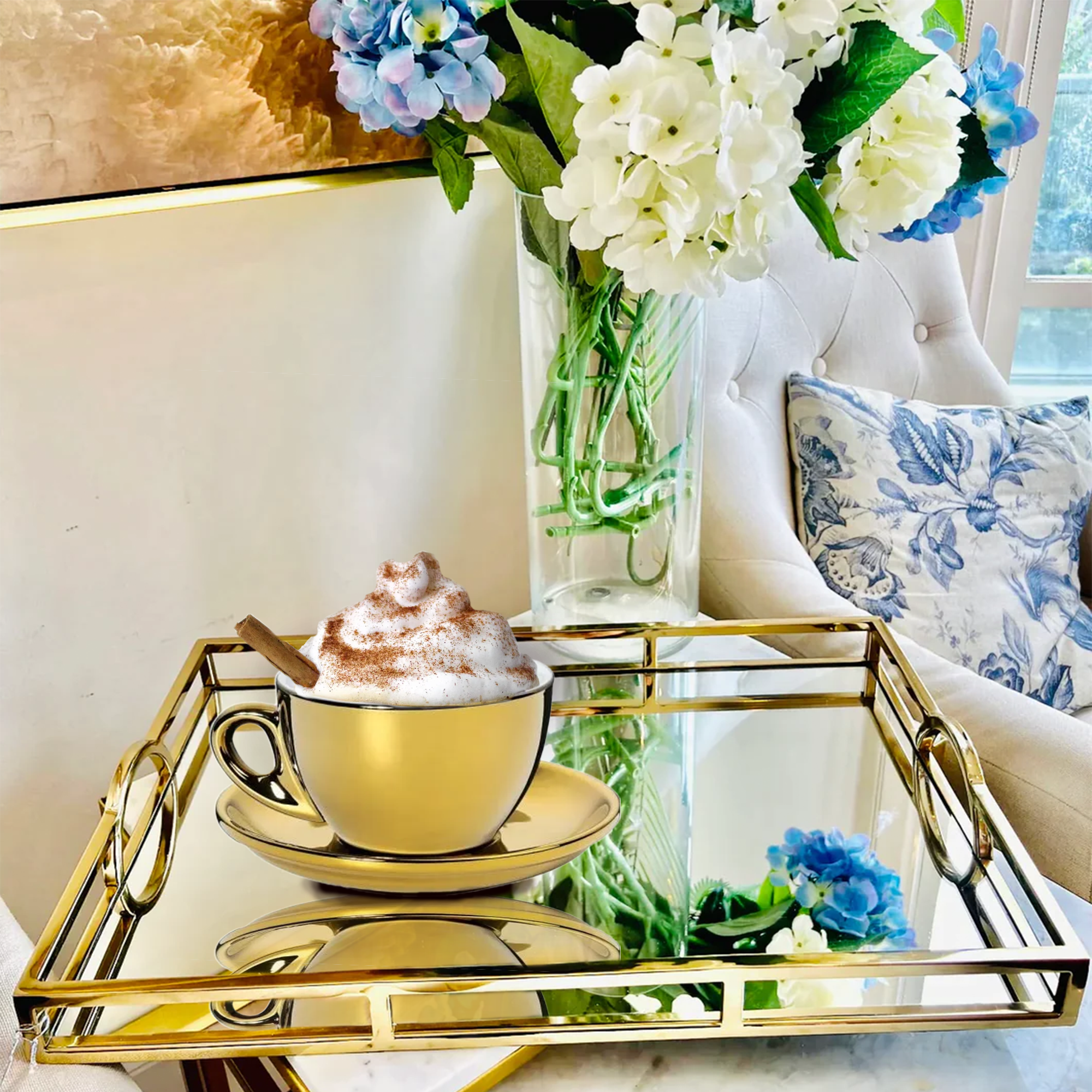 Cilio Roma Cappuccino Cup & Saucer Set – Gold, 2 Piece