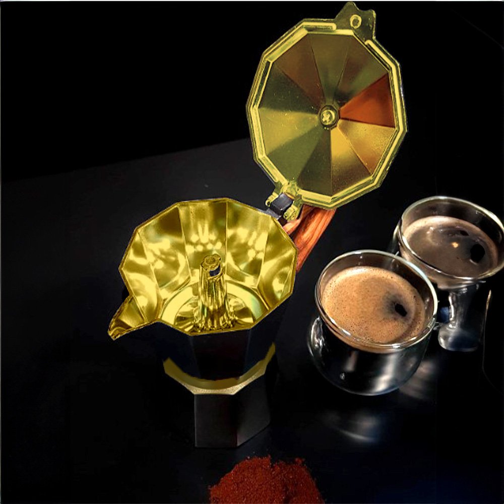 Cilio Classic Oro Espresso Maker – Gold Finish, 1 Cup