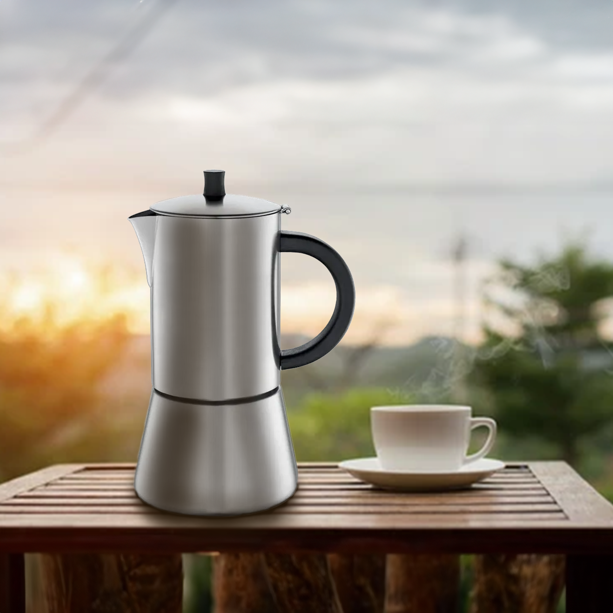 Cilio Figaro Espresso Maker – Stainless Steel Satin, 4 Cup