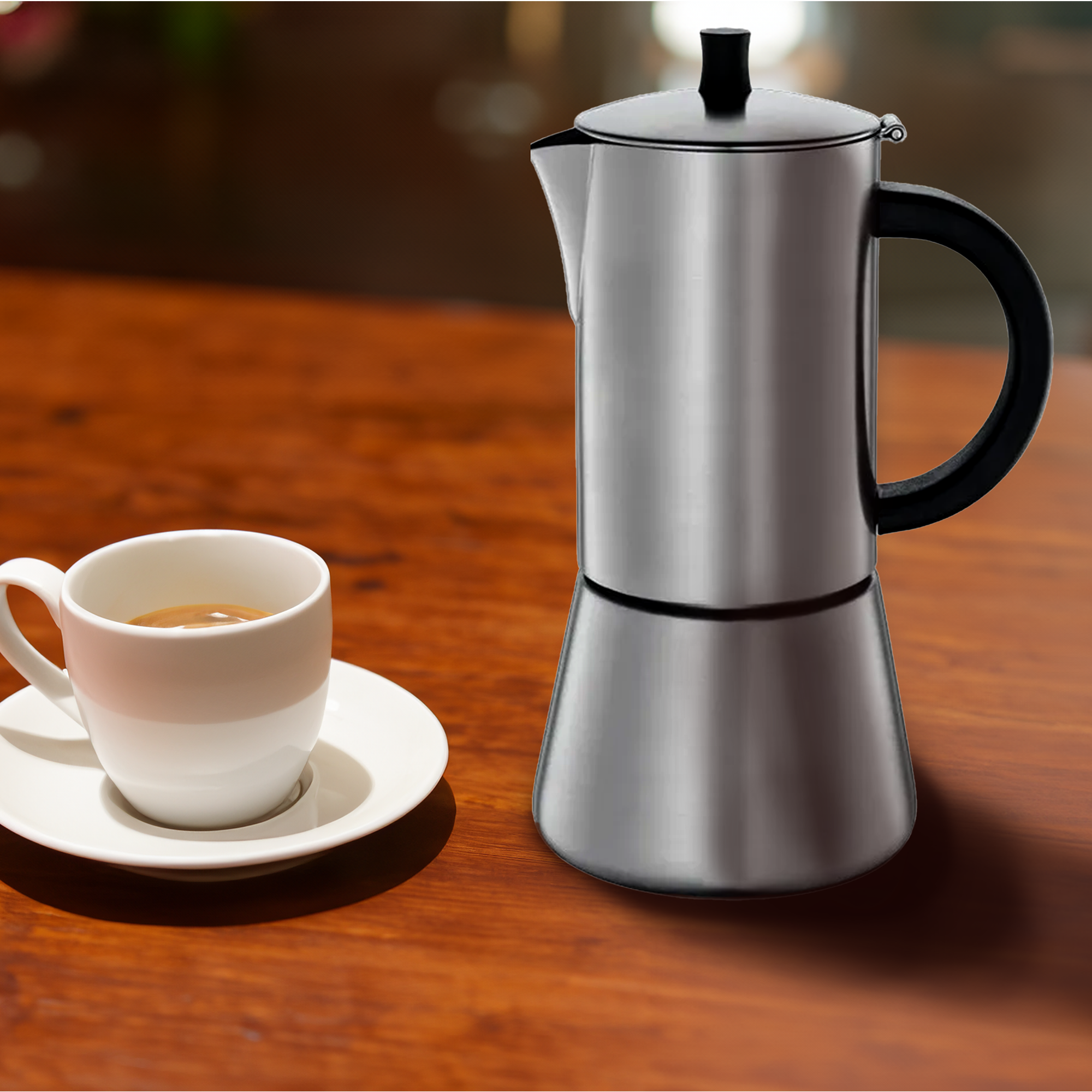 Cilio Figaro Espresso Maker – Stainless Steel Satin, 6 Cup