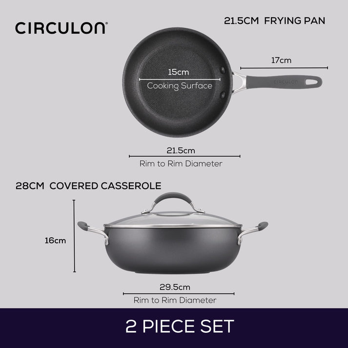 Circulon ScratchDefense A1 Nonstick 2 Piece Cookware Set (Skillet & Casserole)