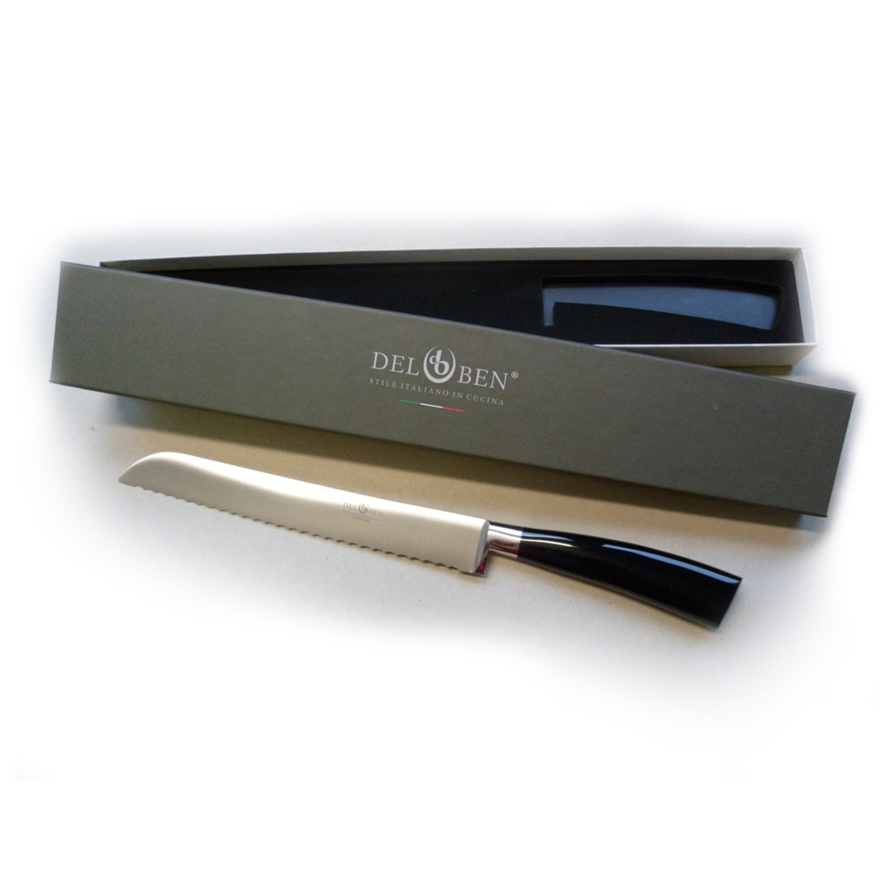 Del Ben Assoluto Bread Knife with Black Resin Handle 20cm