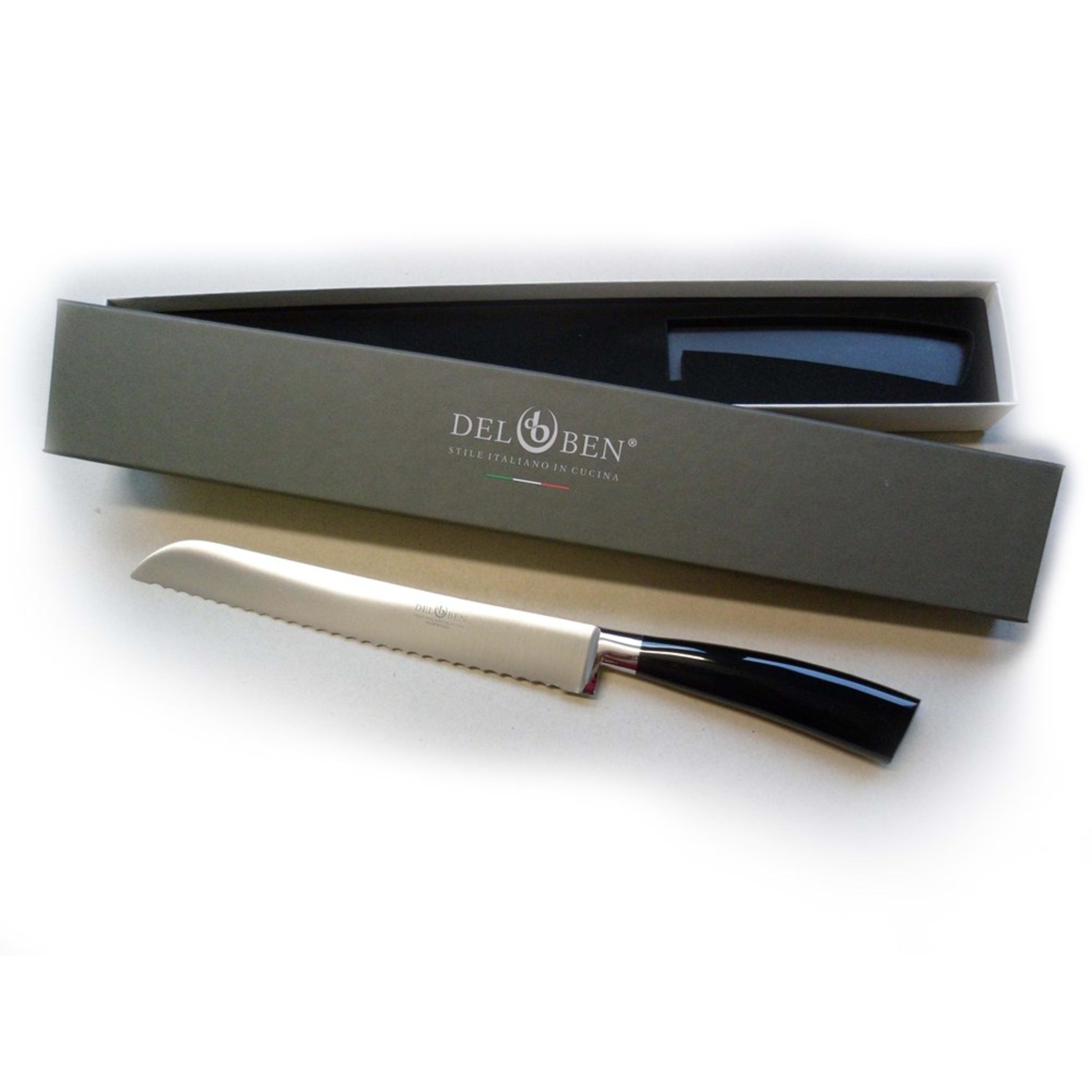 Del Ben Assoluto Bread Knife with Black Resin Handle 20cm