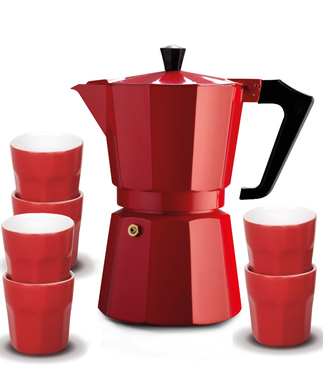 Pezzetti Italexpress 6 Cup Red Stove Top Cafetiere Set