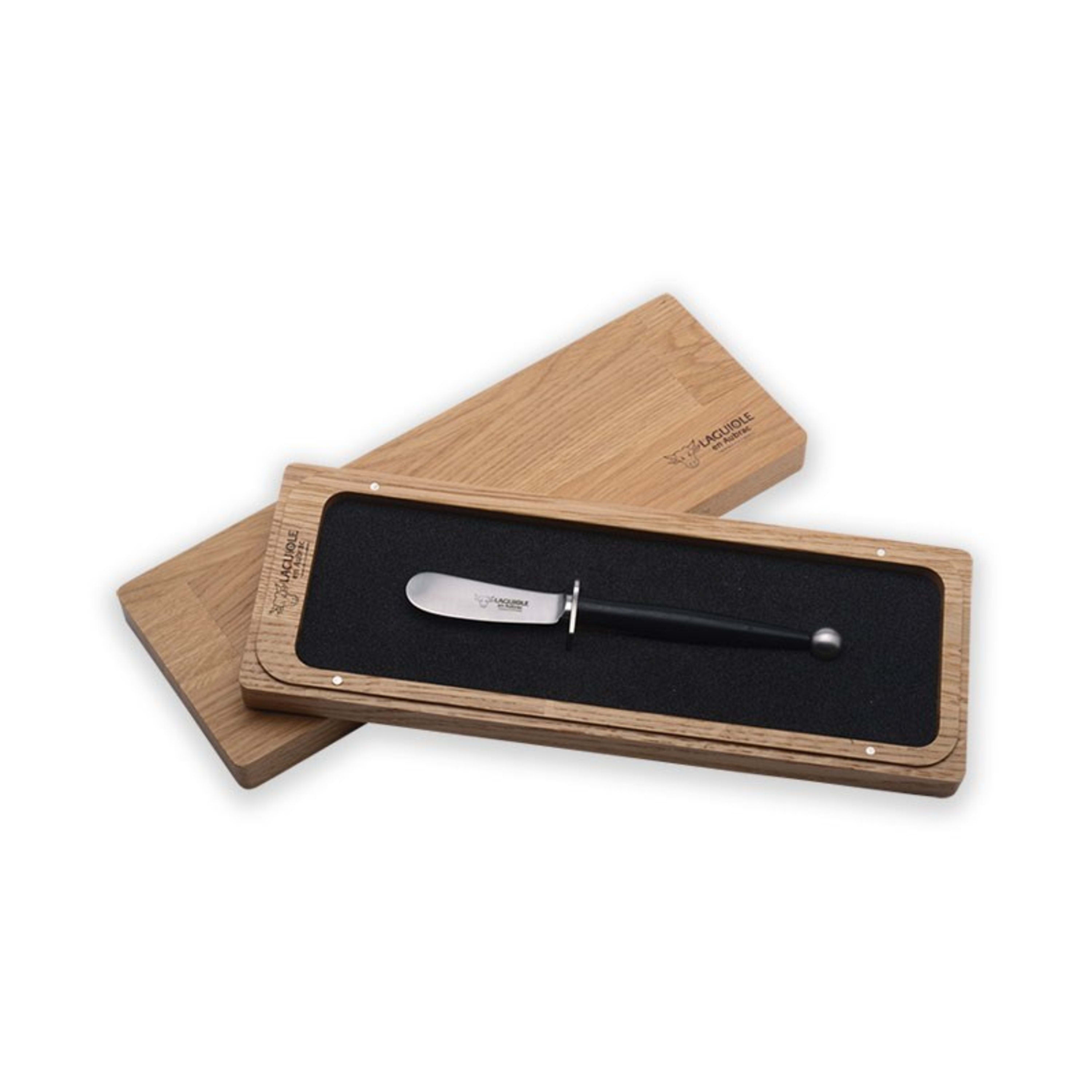 Laguiole en Aubrac Butter & Soft Cheese Knife - Black Beech Wood Matte