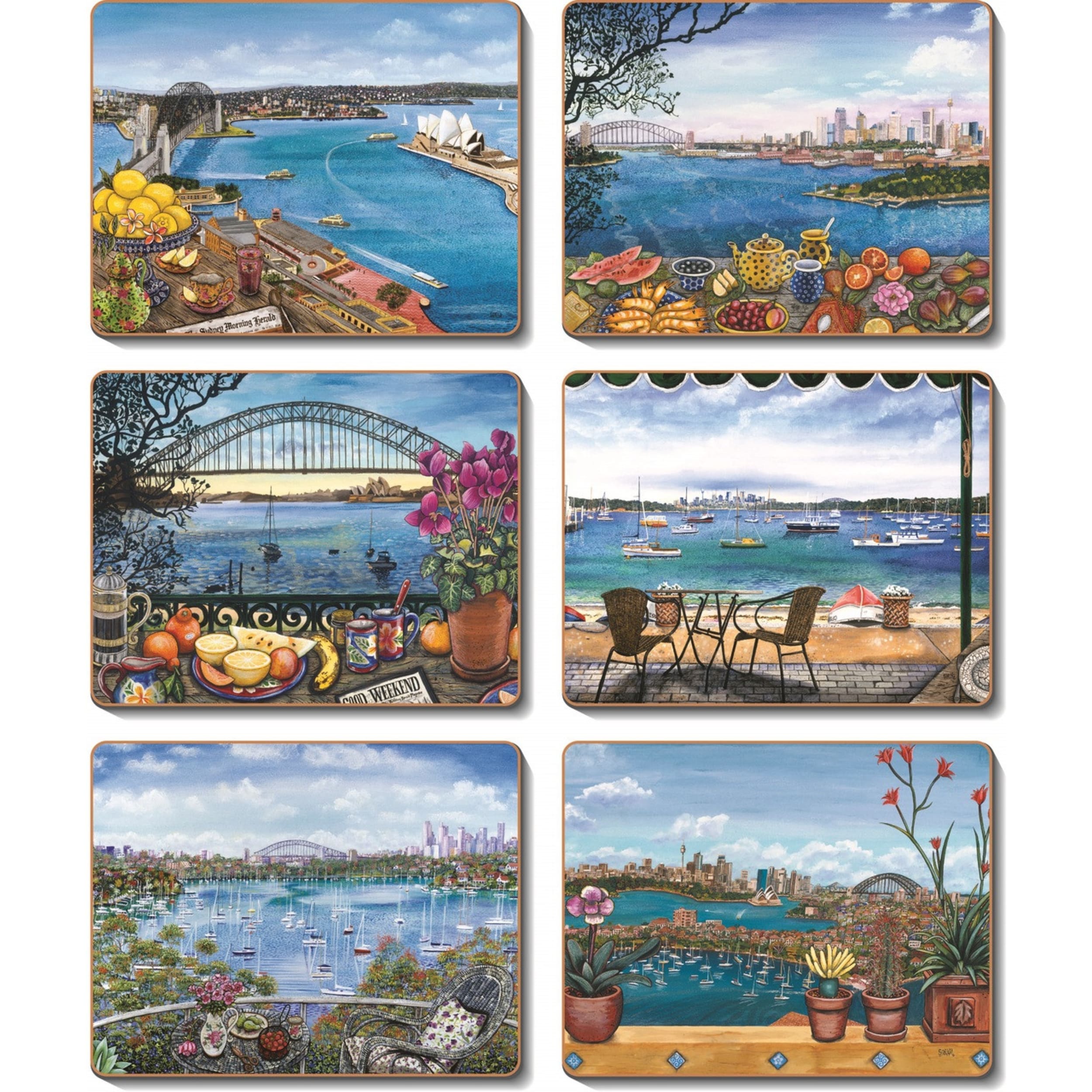 Cinnamon Sydney Balconies Placemat 6 Piece Set