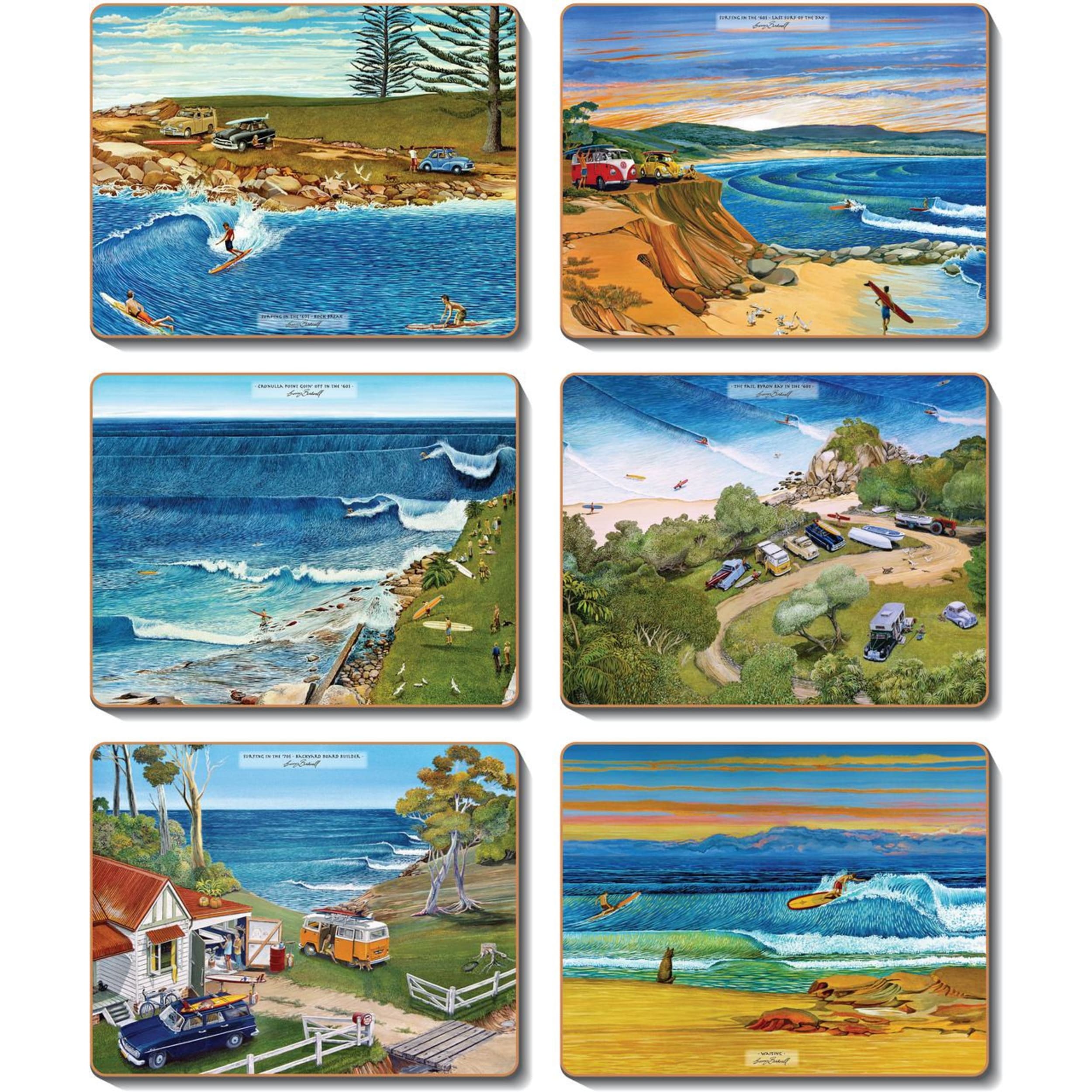 Cinnamon Surf Safari Coaster 6 Piece Set