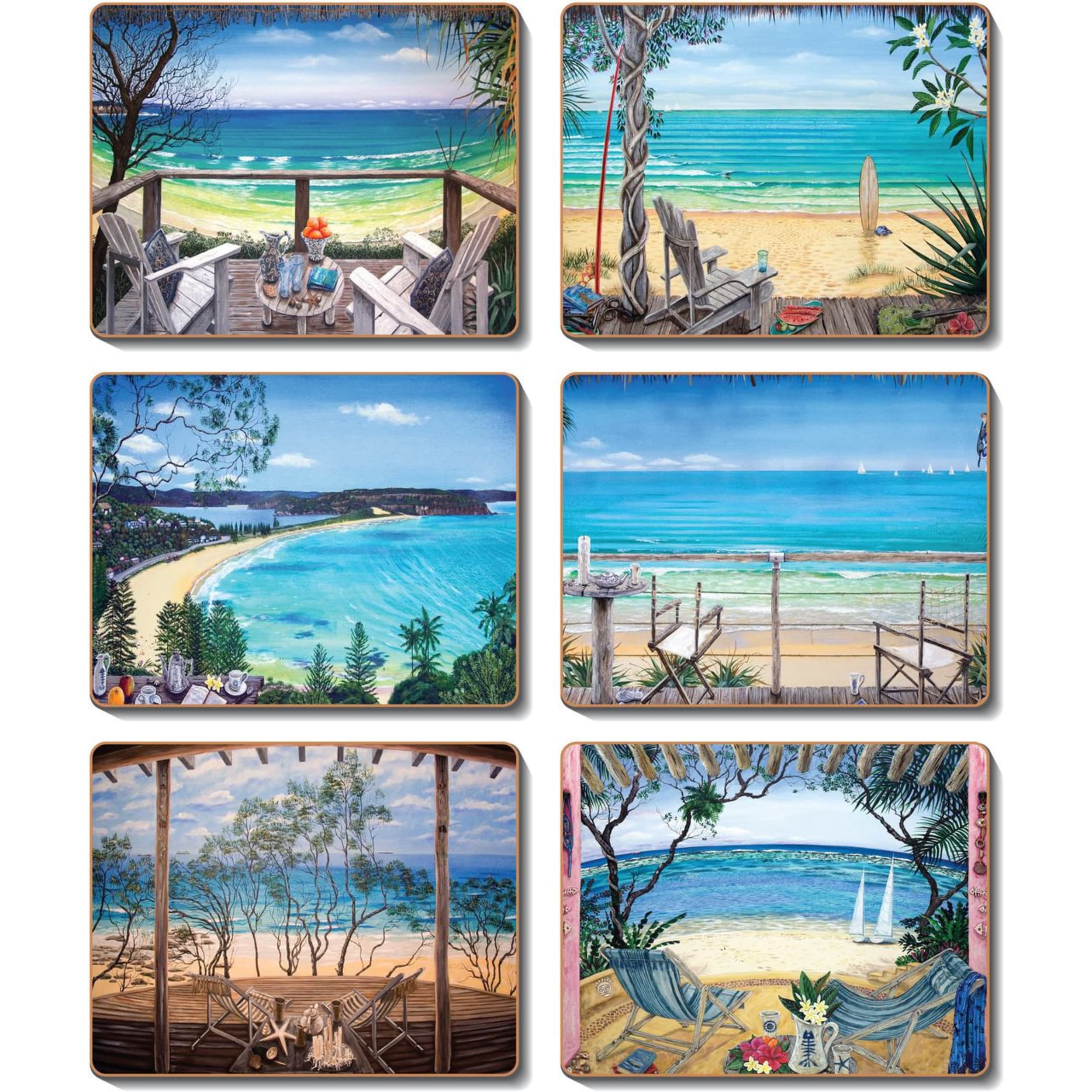 Cinnamon Coastal Verandahs Placemat 6 Piece Set