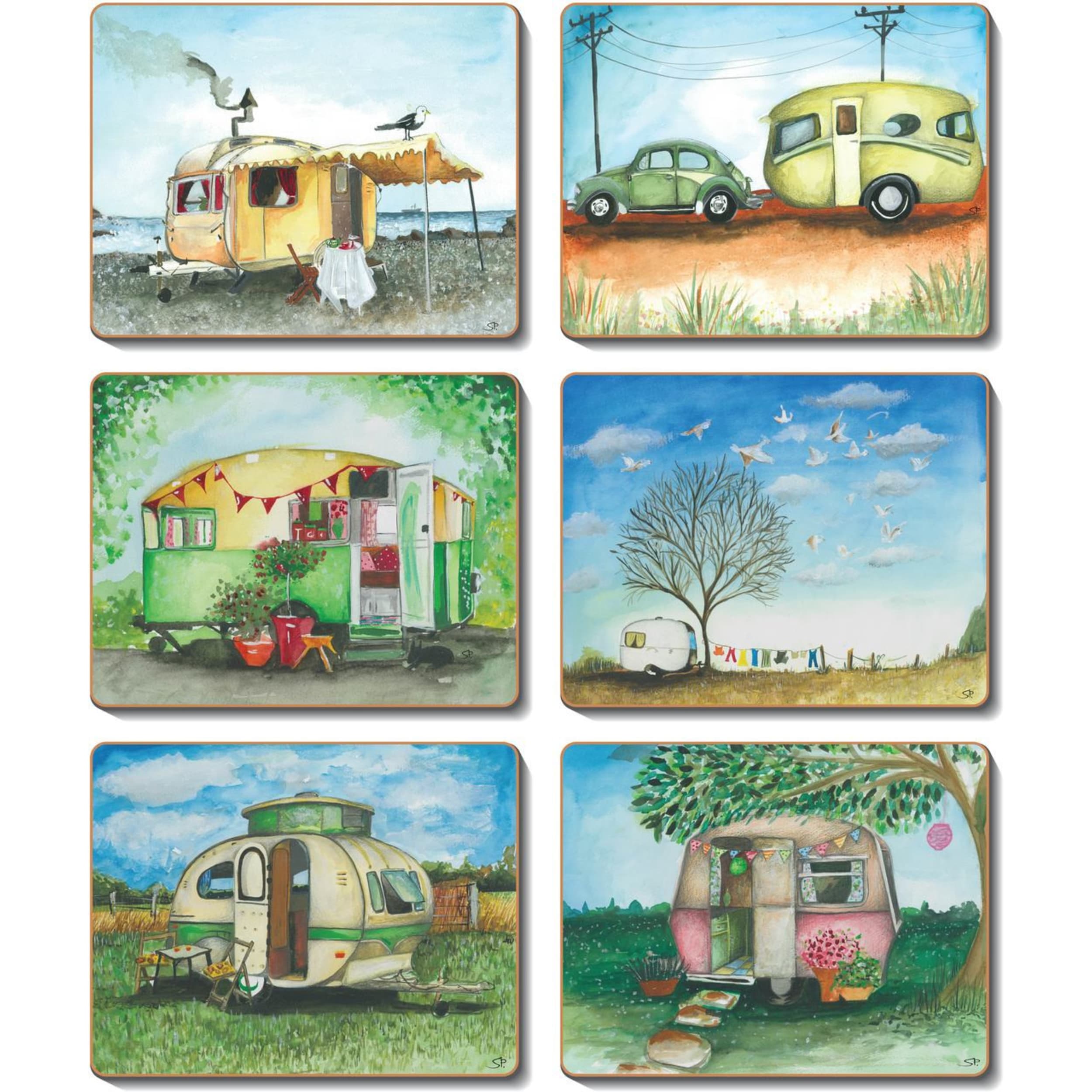 Cinnamon Vintage Caravan Coaster 6 Piece Set