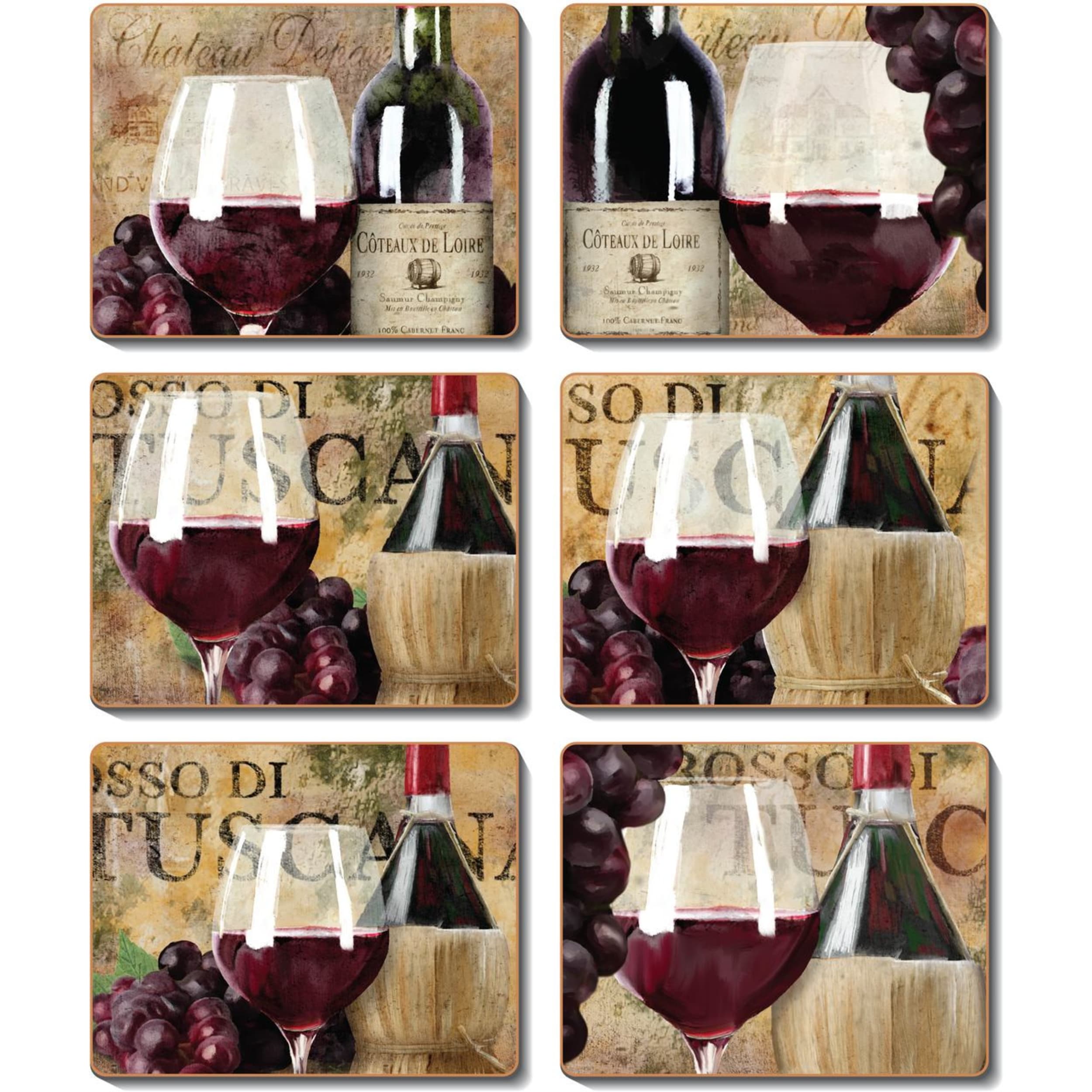 Cinnamon Old World Wine Placemat 6 Piece Set