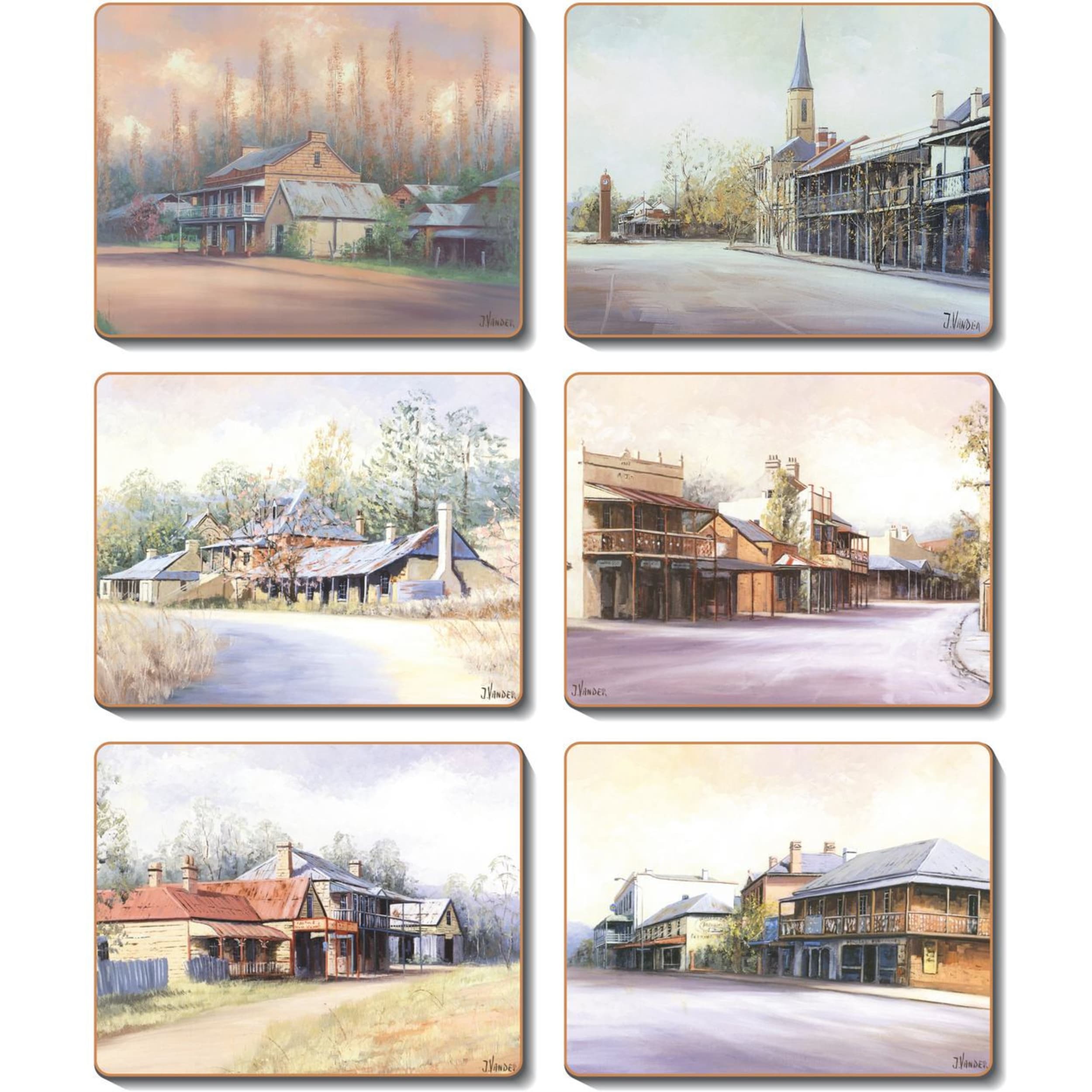 Cinnamon Country Towns Coaster 6 Piece Set