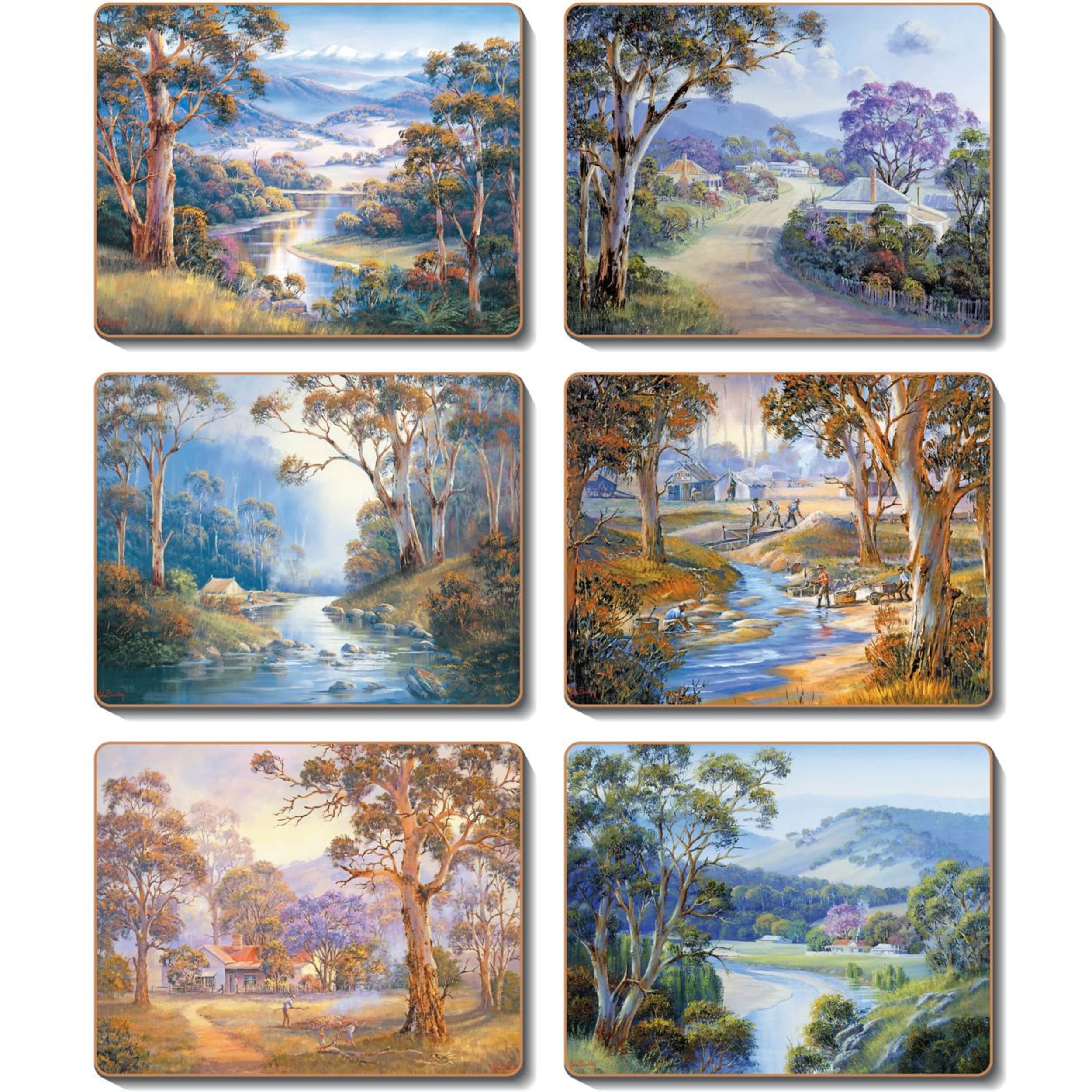 Cinnamon Bradley's Stream Placemat 6 Piece Set