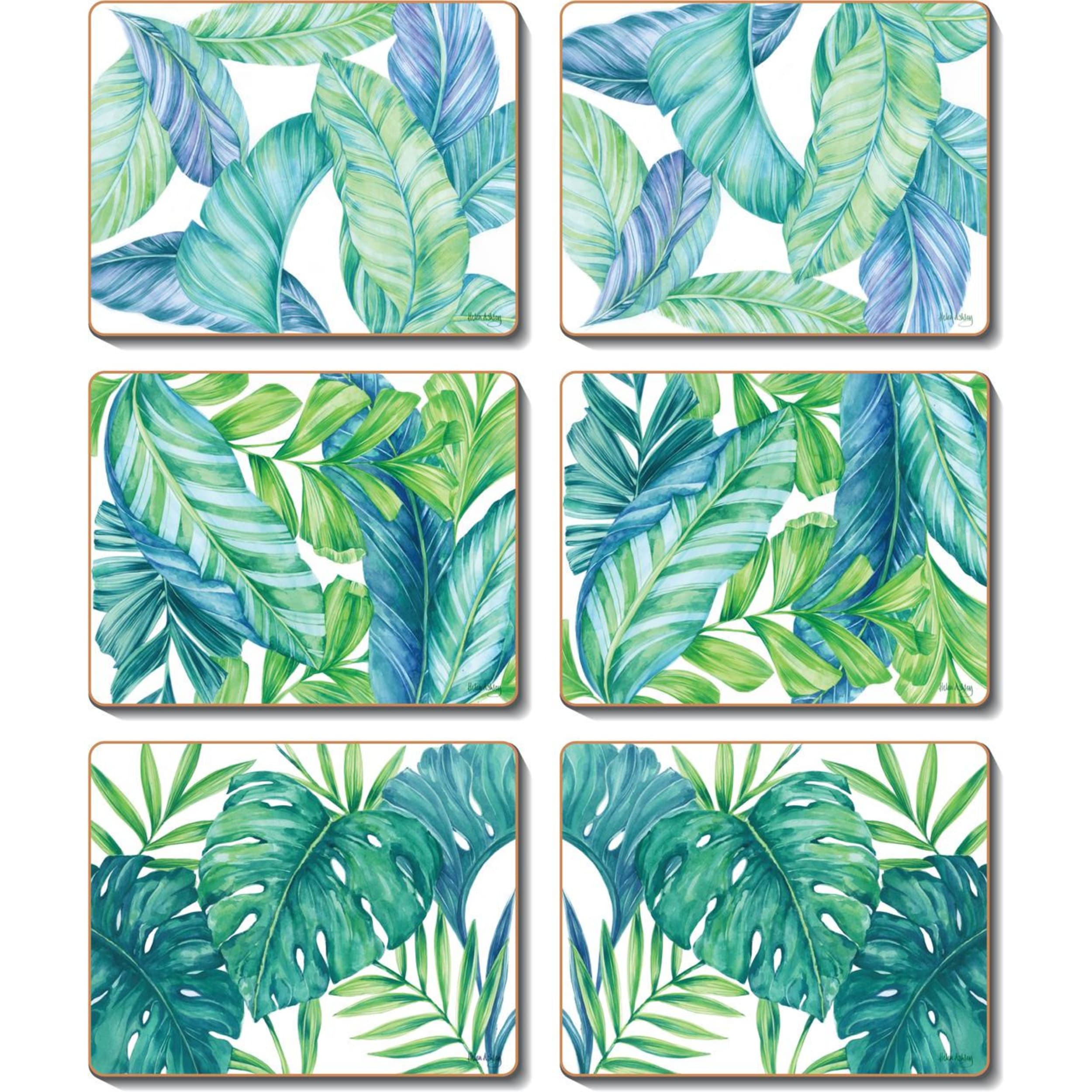 Cinnamon Tropical Leaves Placemat 6 Piece Set