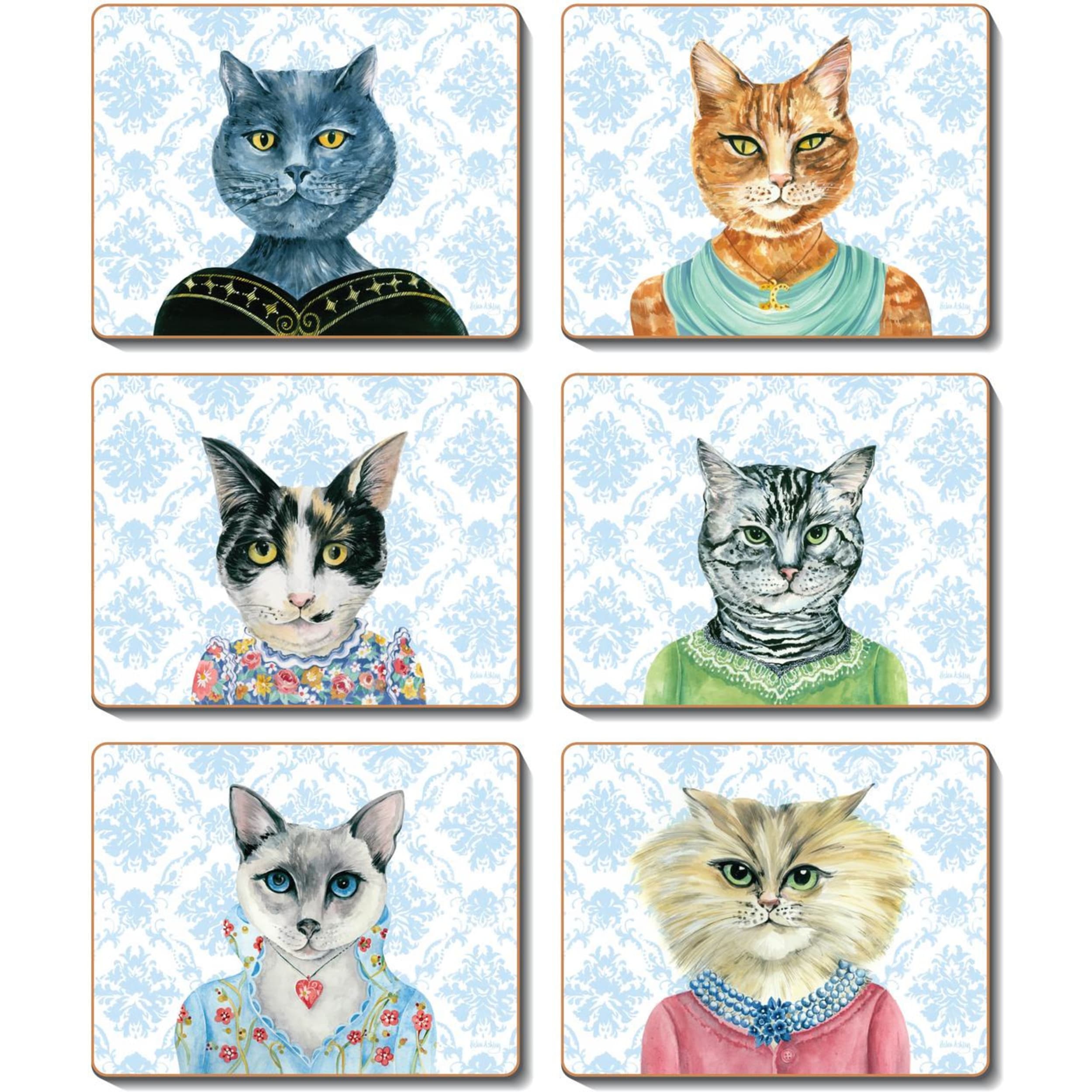 Cinnamon Lady Cat Luncheon Coaster 6 Piece Set