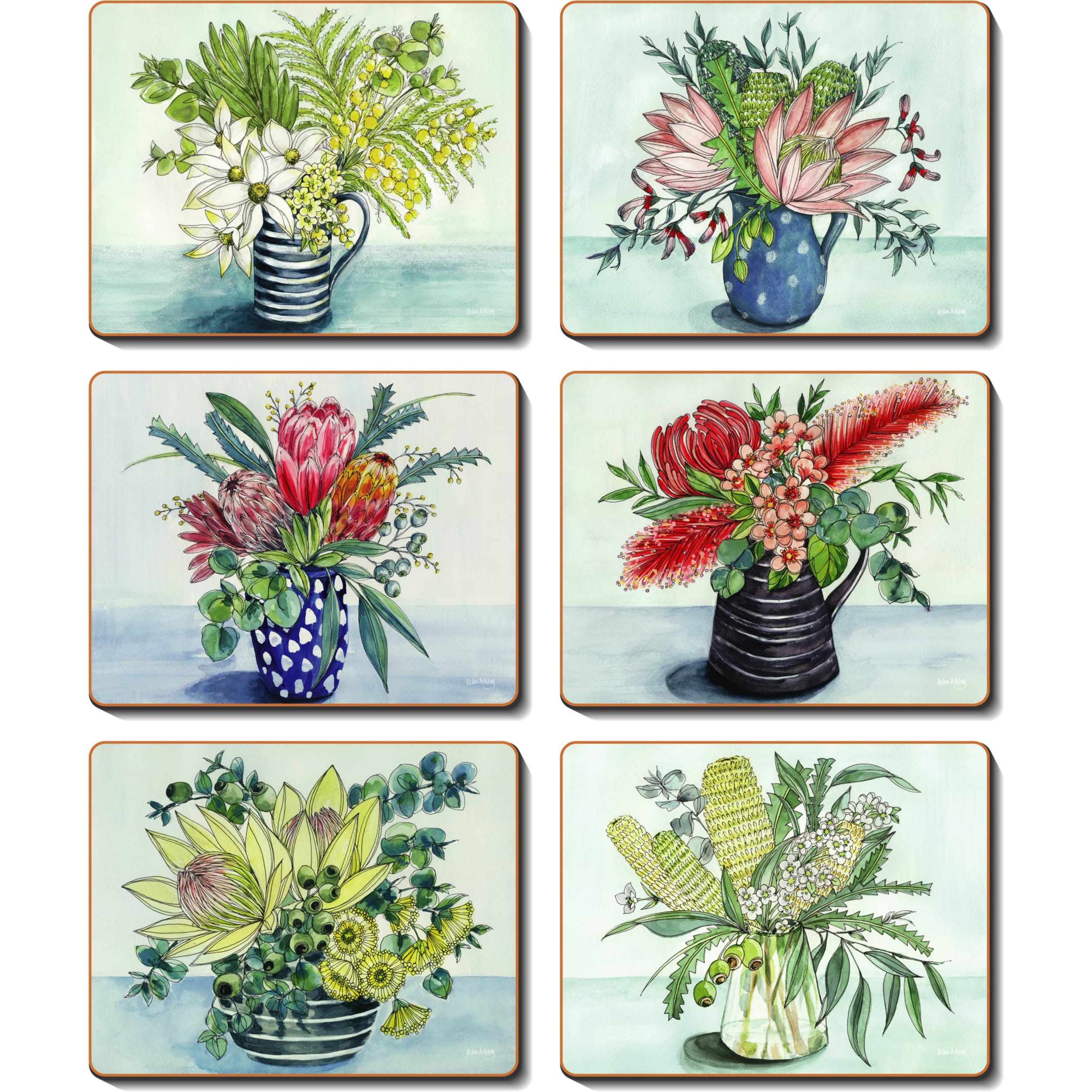 Cinnamon Native Vase Placemat 6 Piece Set