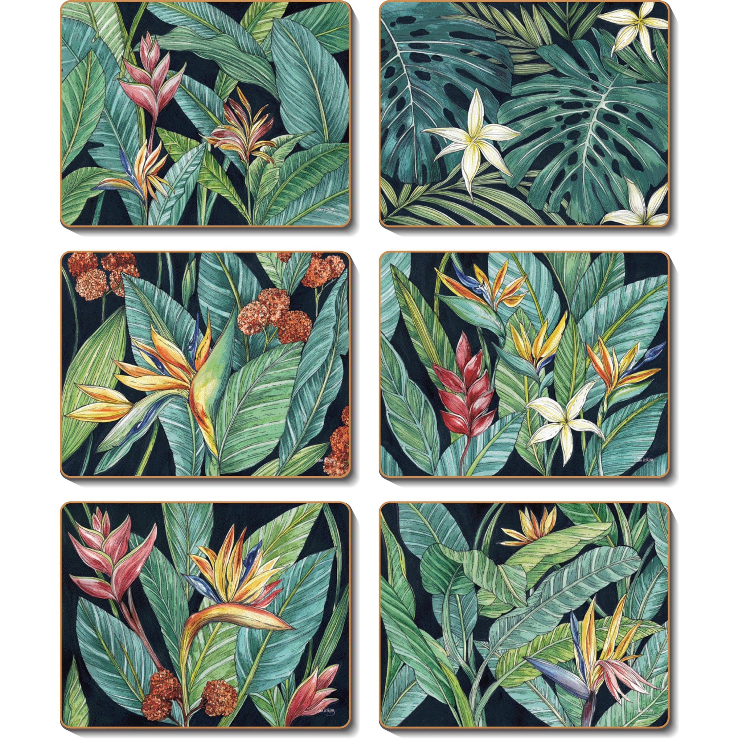 Cinnamon Tropical Midnight Placemat 6 Piece Set