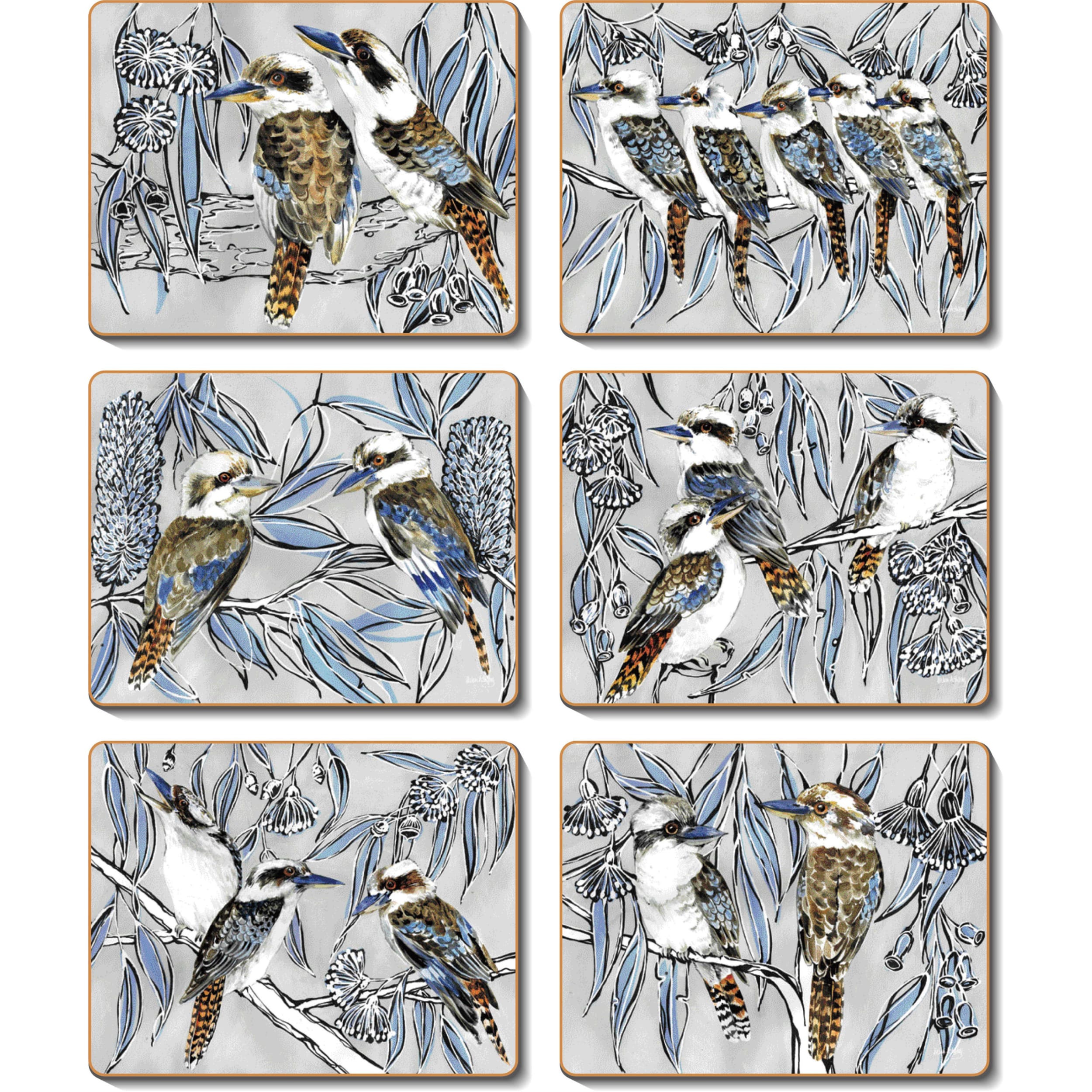 Cinnamon Kookaburra Laugh Coaster 6 Piece Set