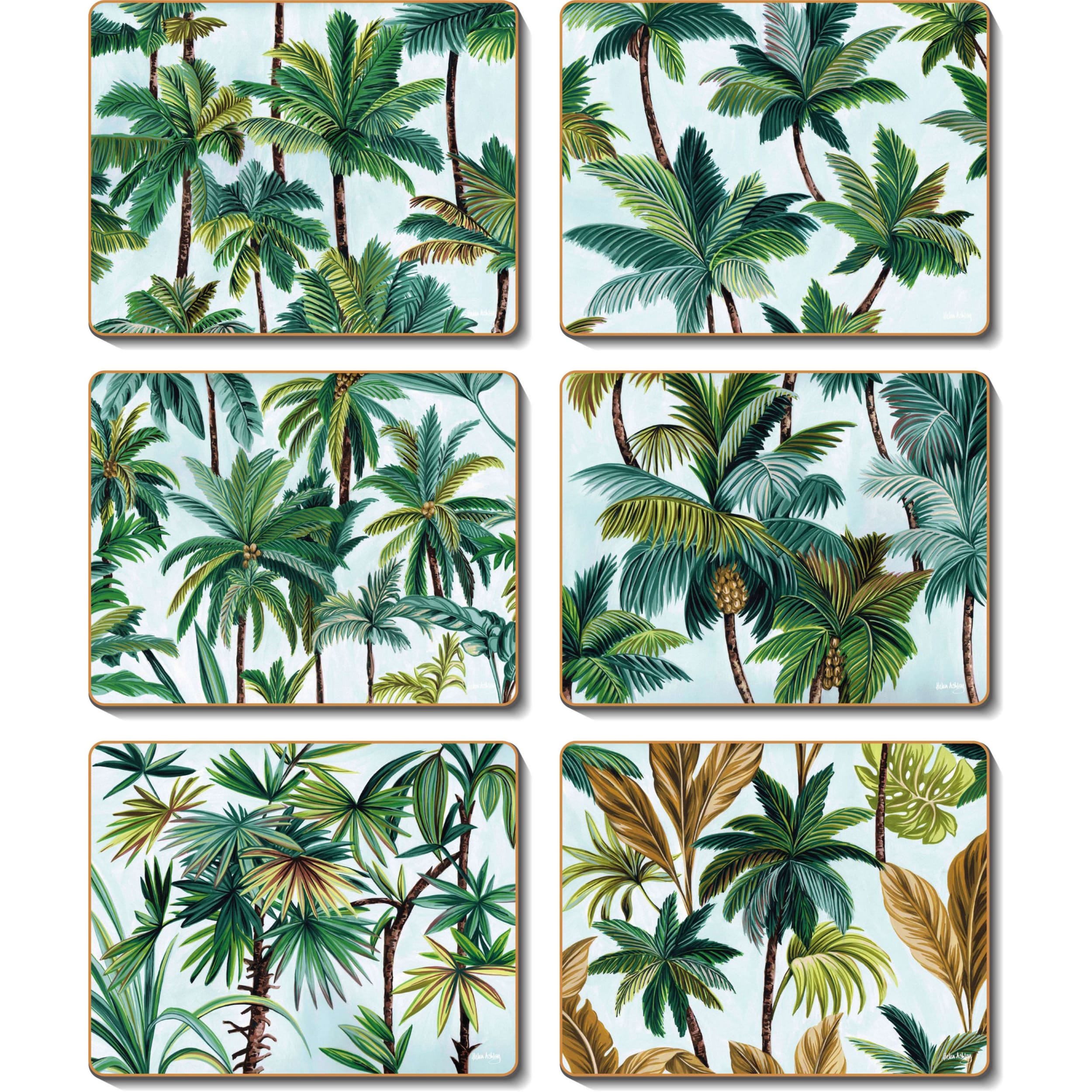 Cinnamon Tropical Palm Trees Coaster 6 Piece Set