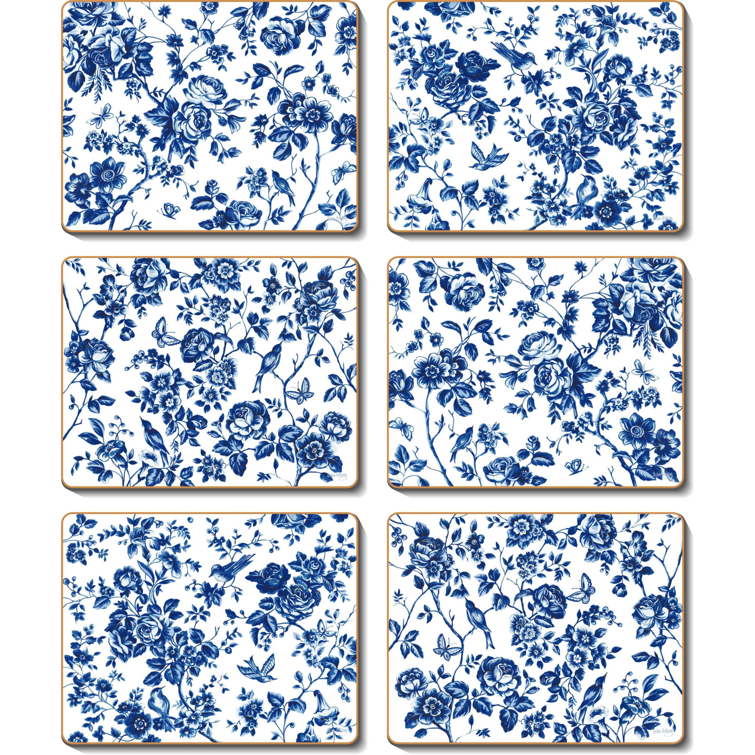 Cinnamon French Rose Toile Coaster 6 Piece Set