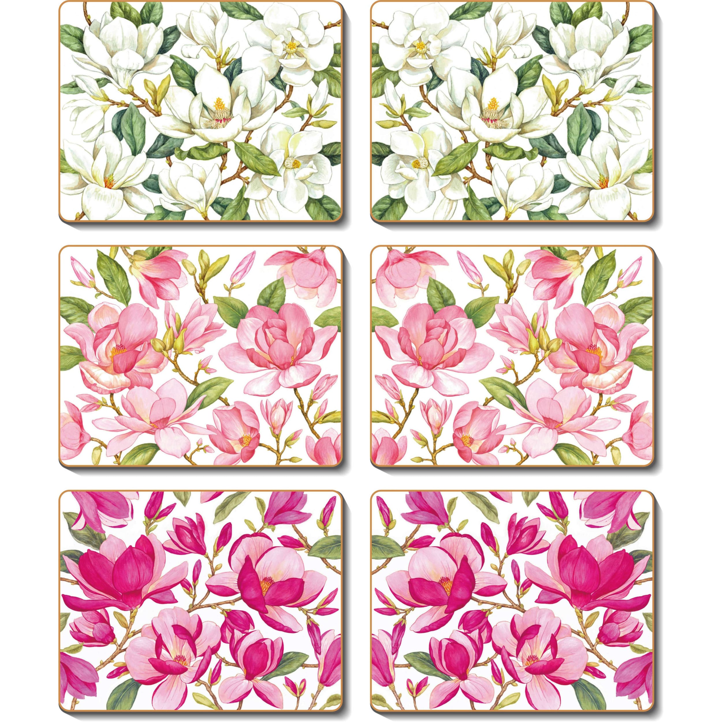 Cinnamon Magnolia Garden Placemat 6 Piece Set