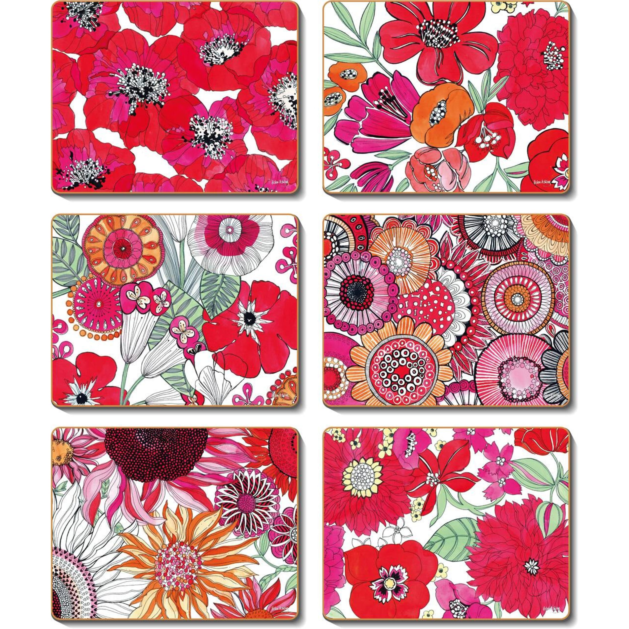 Cinnamon Sixties Floral Coaster 6 Piece Set