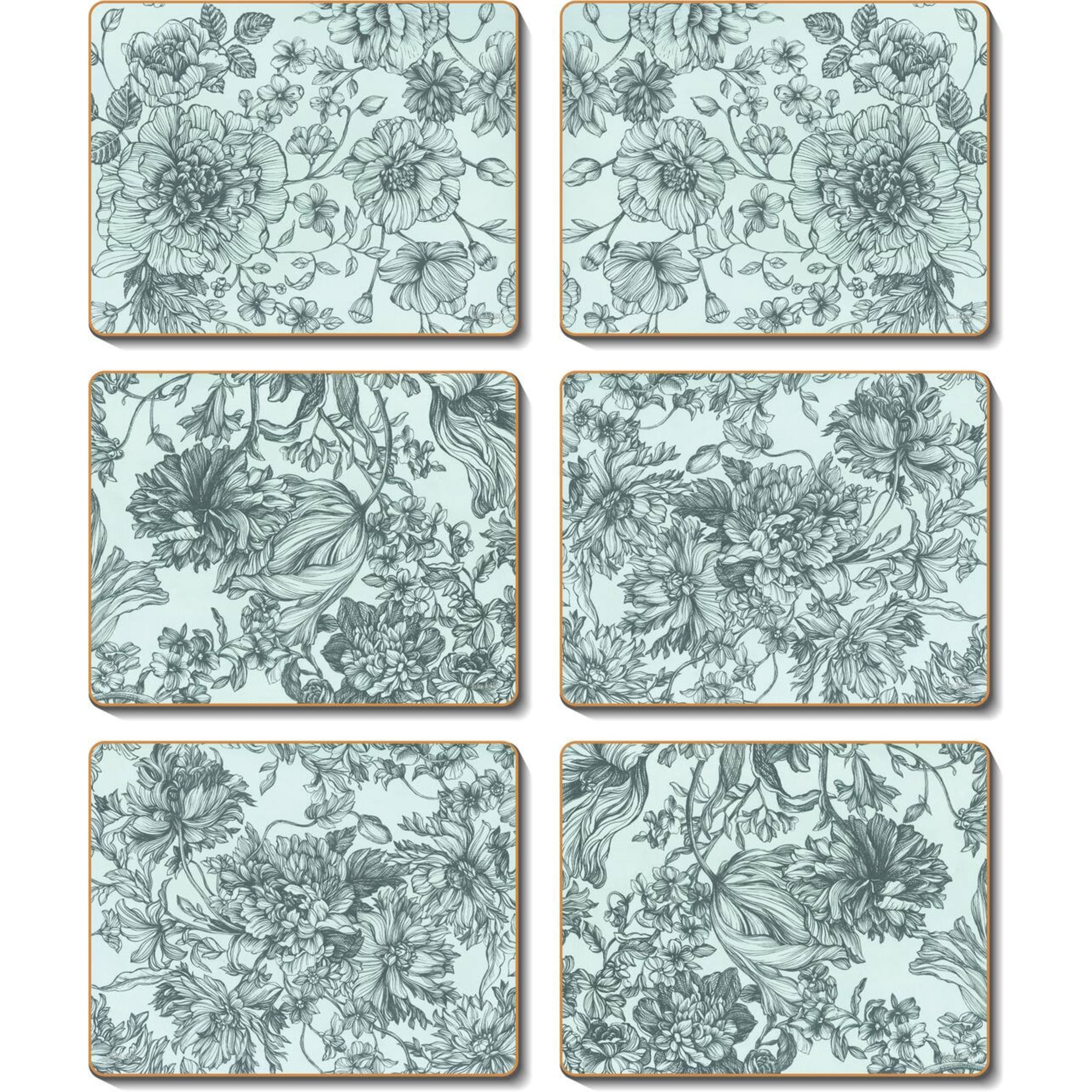 Cinnamon Floral Engraving Coaster 6 Piece Set