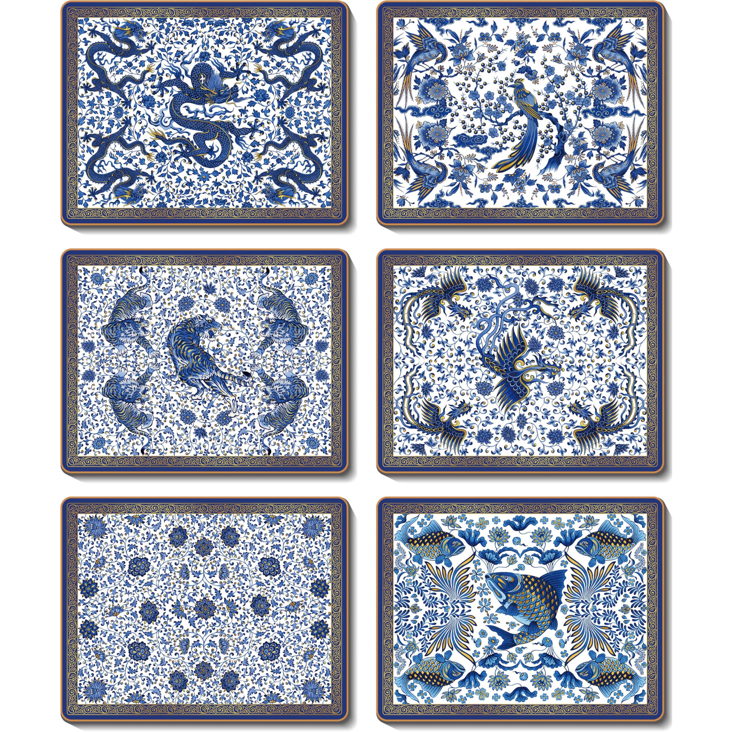 Cinnamon Blue Ming Placemat 6 Piece Set