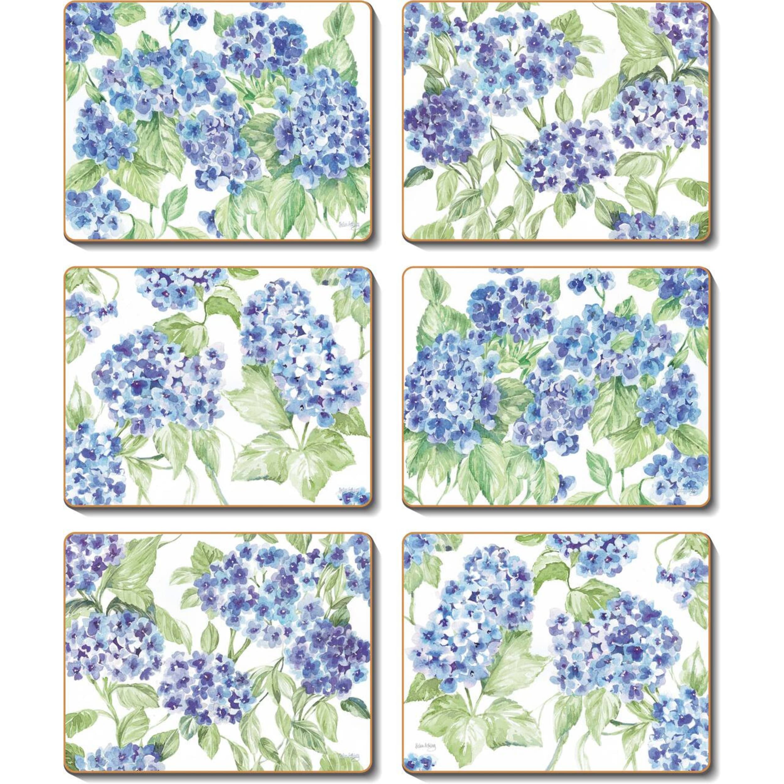 Cinnamon Hydrangeas Placemat 6 Piece Set