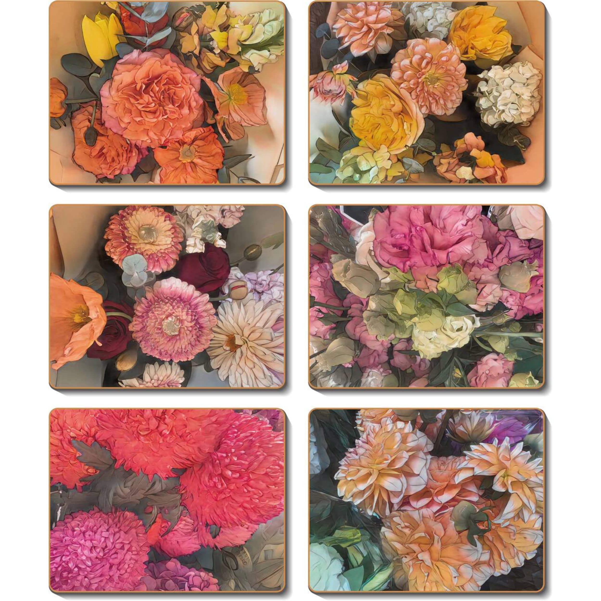 Cinnamon Flower Market Placemat 6 Piece Set