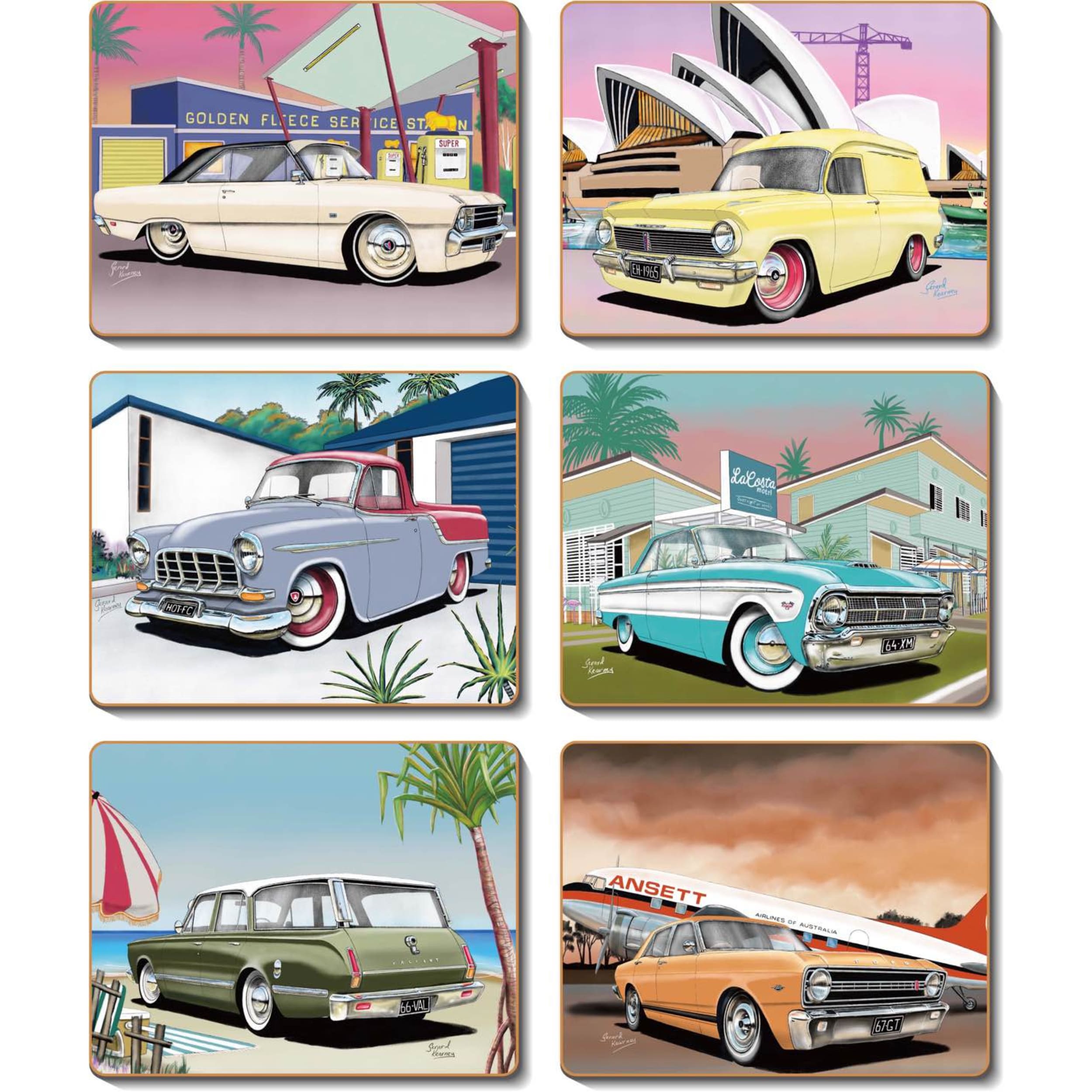 Cinnamon Australia's 60's Coaster 6 Piece Set