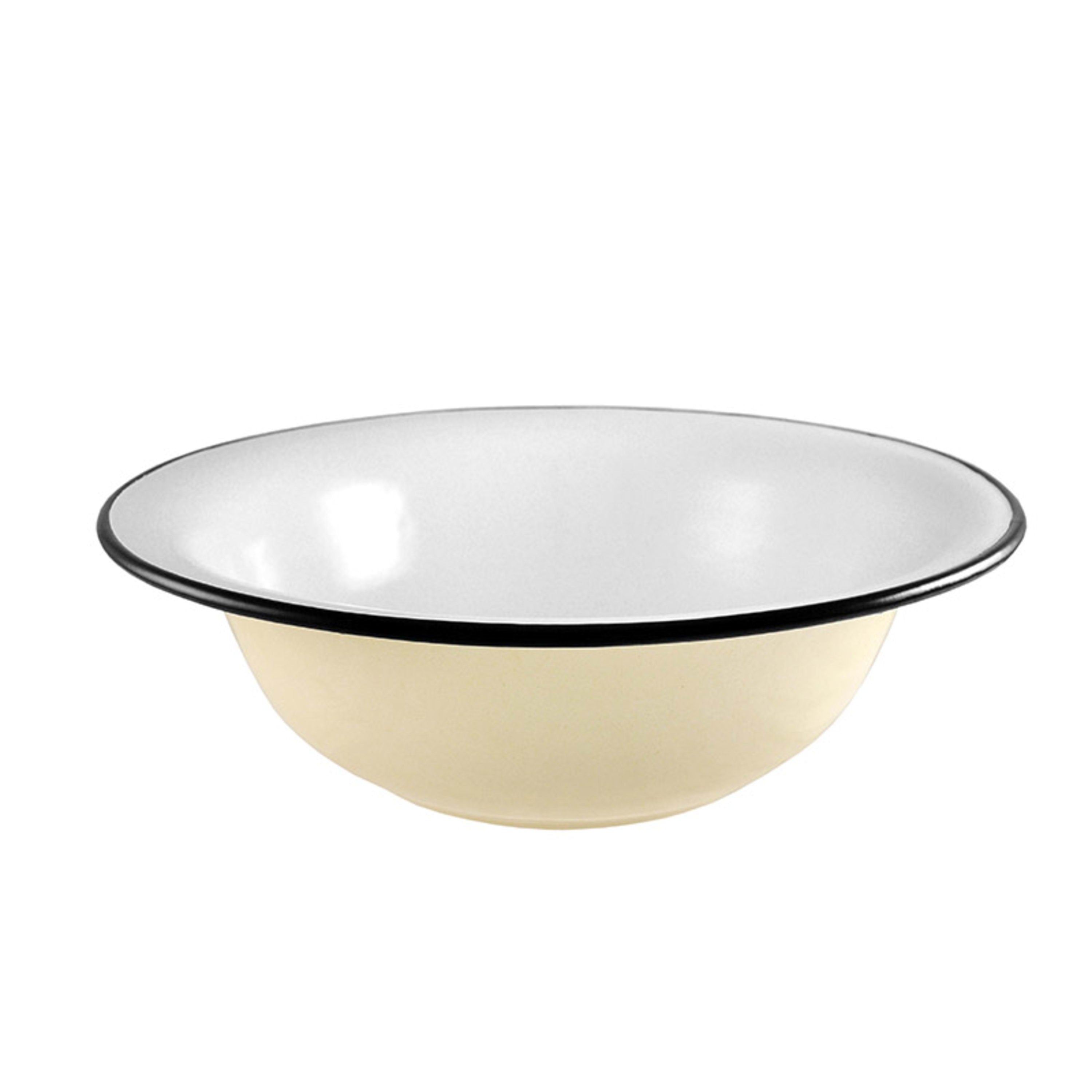 Urban Style Enamelware Round Basin 32cm Diameter - Cottage with Green Rim