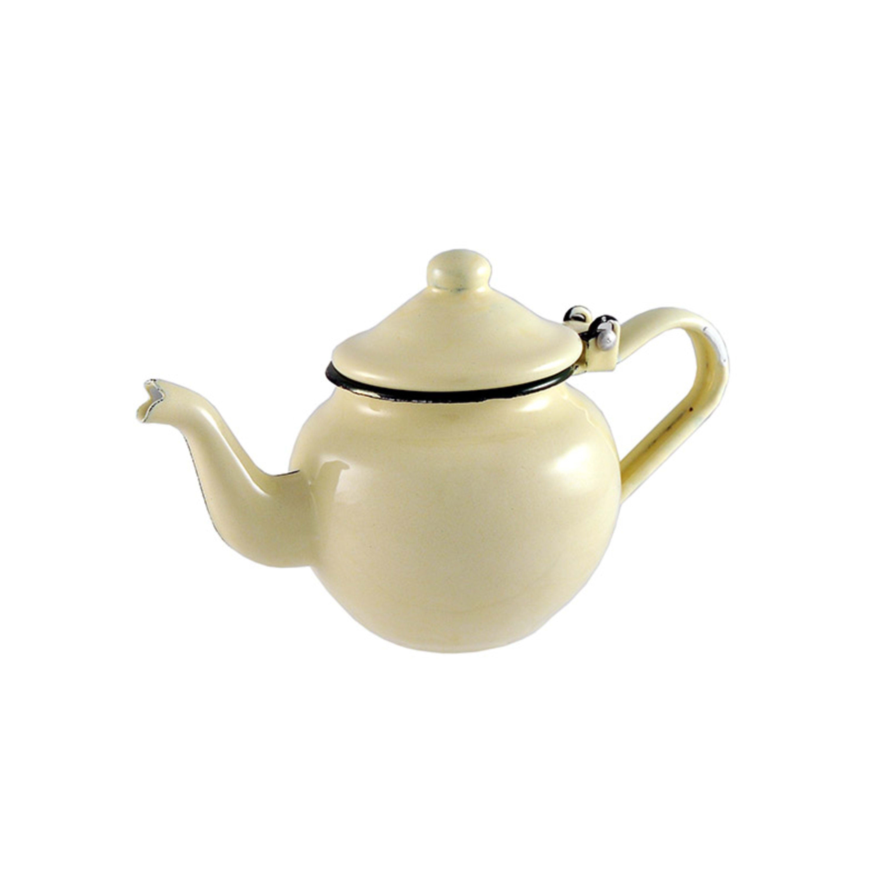 Urban Style Enamelware Teapot 425ml - Cottage with Green Rim