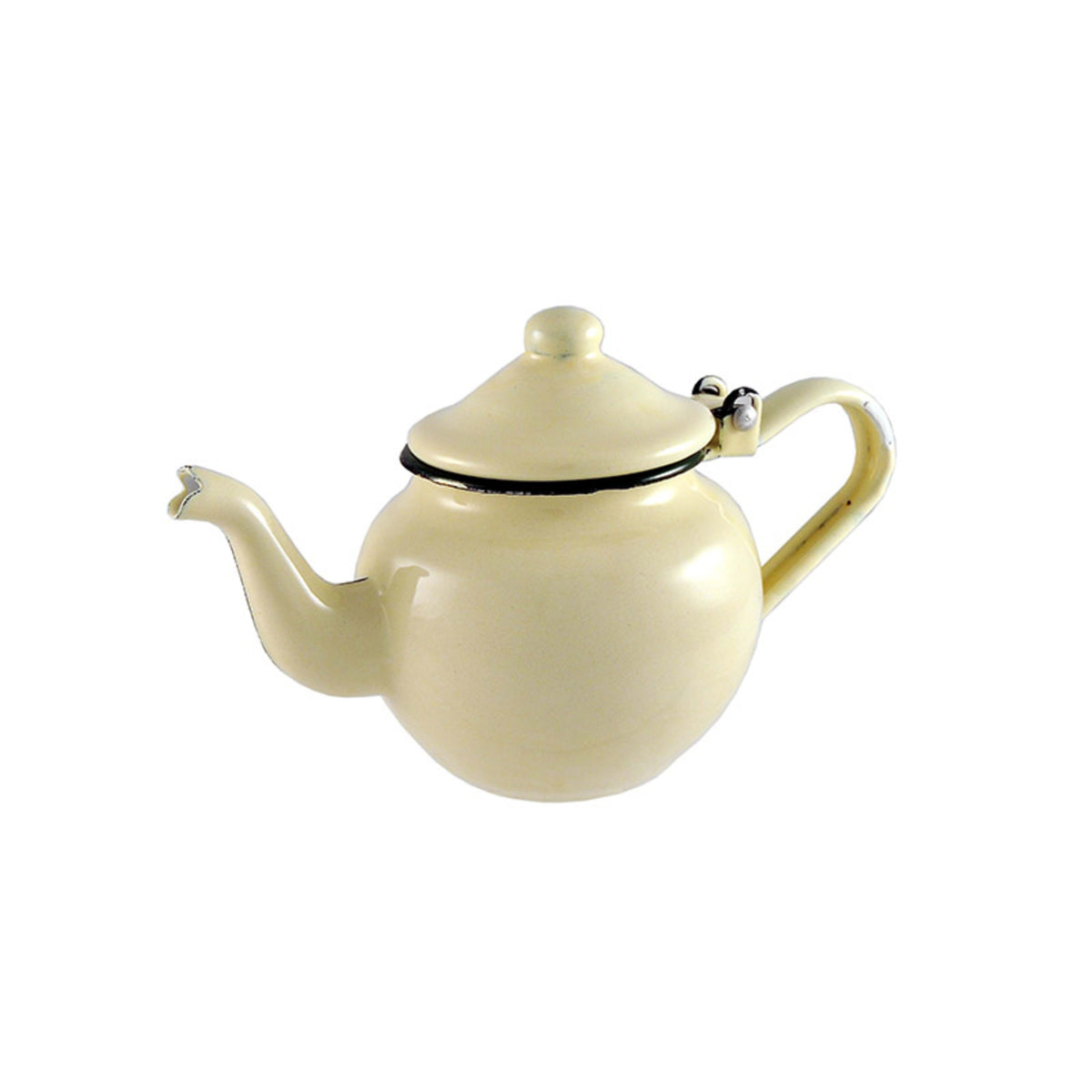 Urban Style Enamelware Teapot 425ml - Cottage with Green Rim