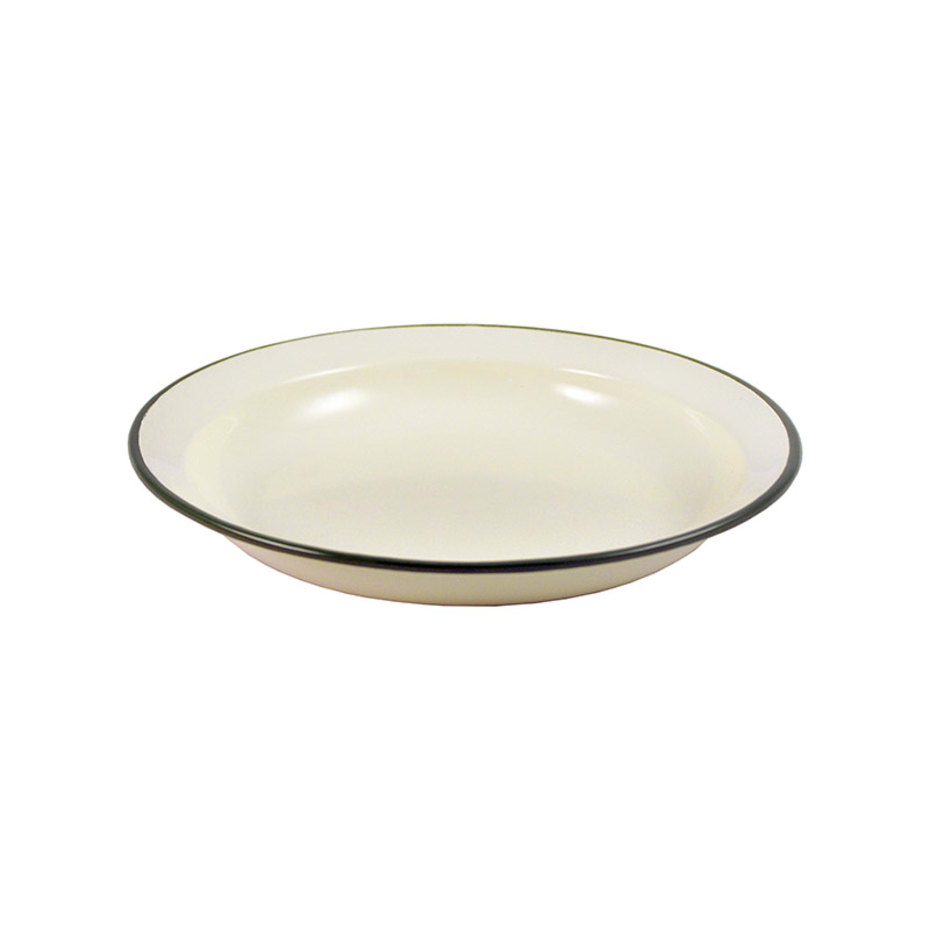 Urban Style Enamelware Pasta Plate 28x3.9cm - Cottage with Green Rim