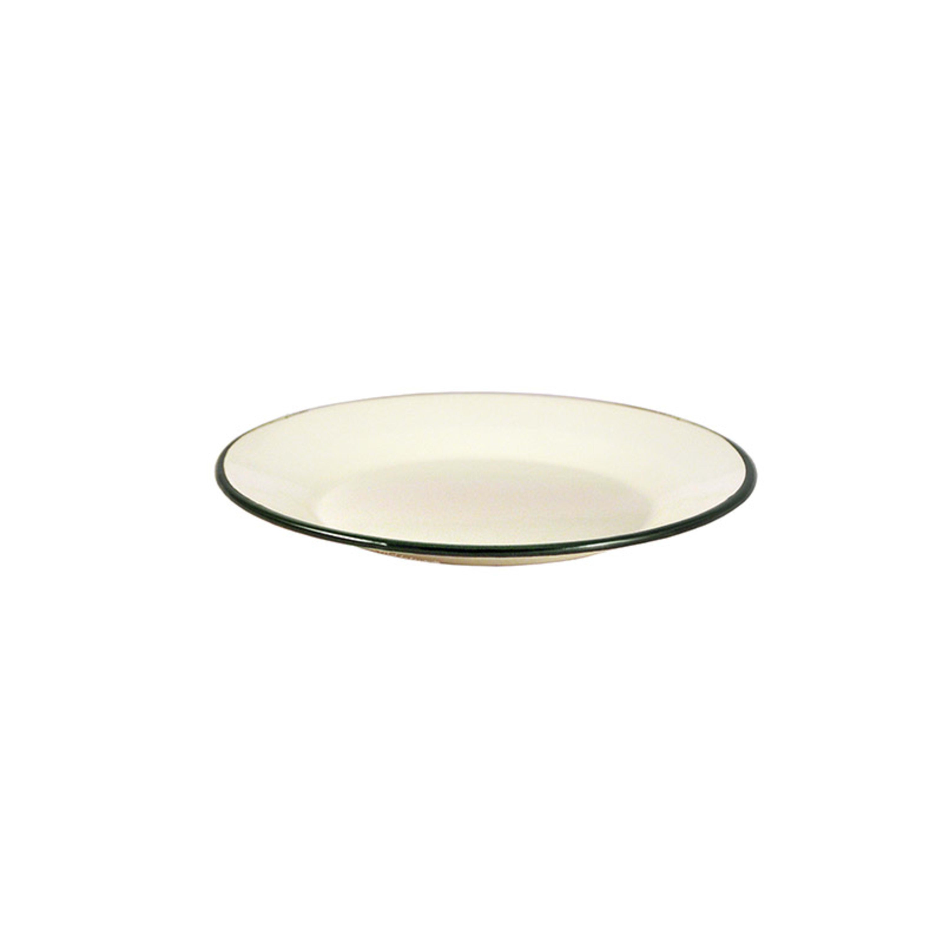 Urban Style Enamelware Entree Plate 22x2cm - Cottage with Green Rim