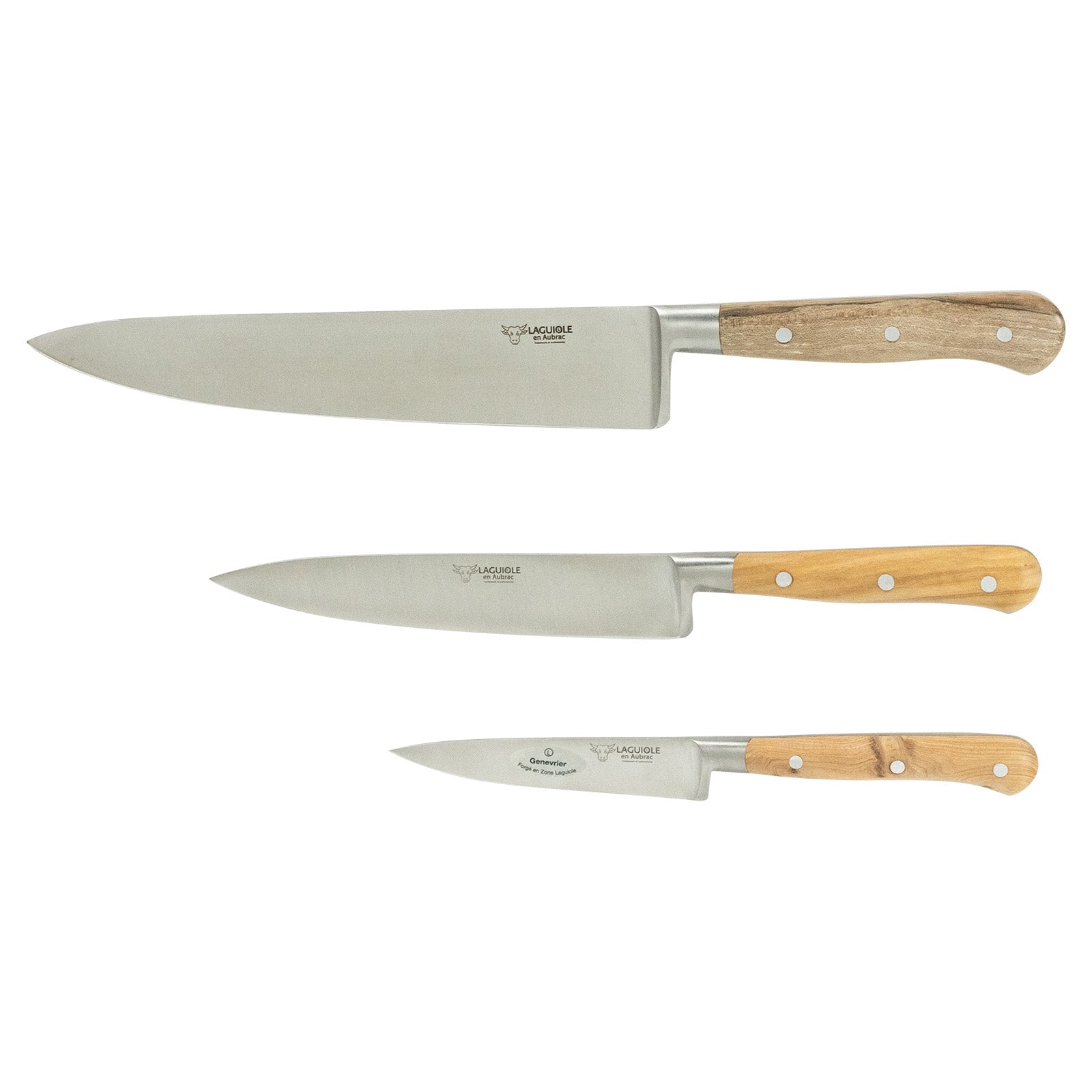 Laguiole en Aubrac 3 Piece Kitchen Knife Set - Mixed Wood (Paring & Utility & Chef's)
