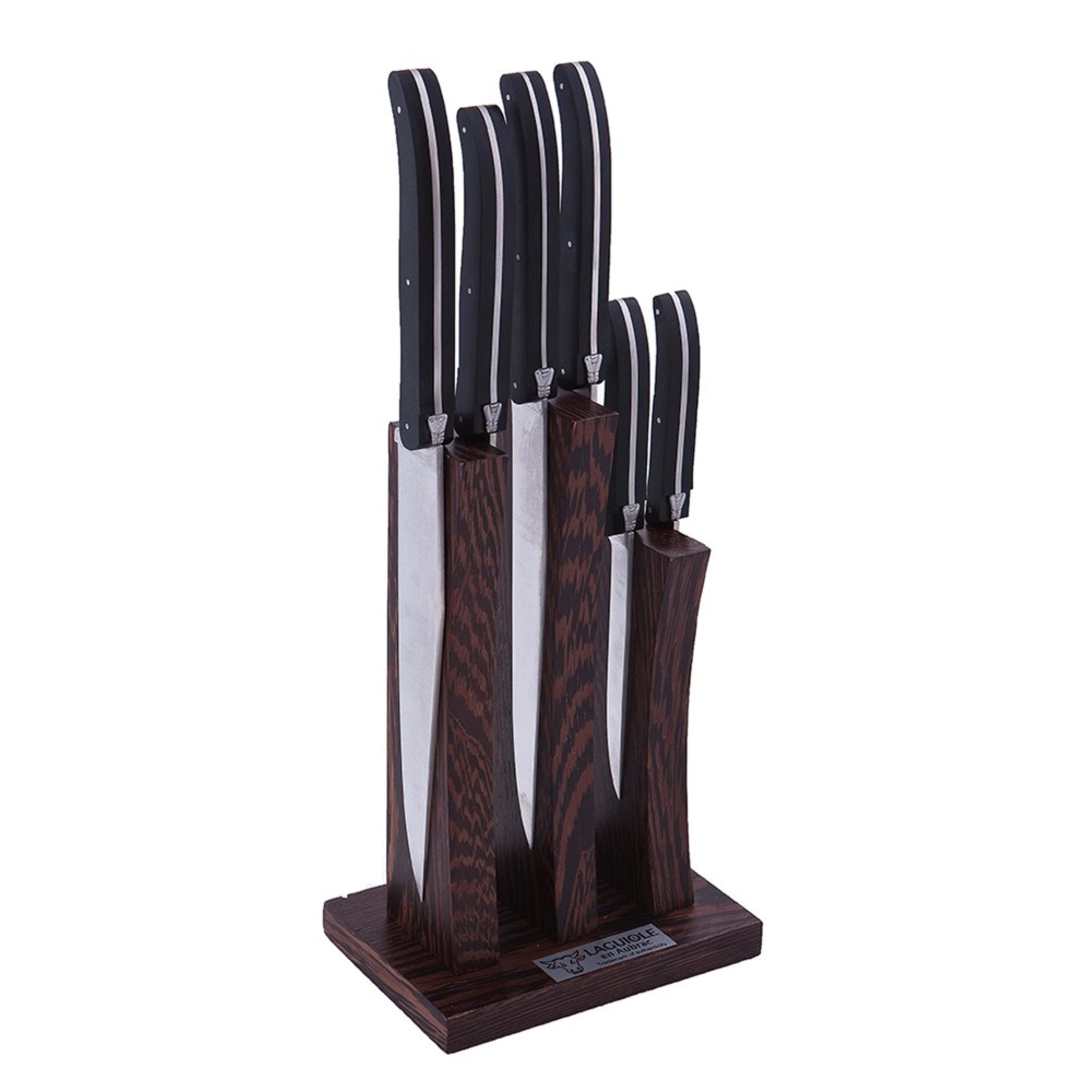 Laguiole en Aubrac 6 Piece Chef's Knife Set Paperstone with Wooden Block