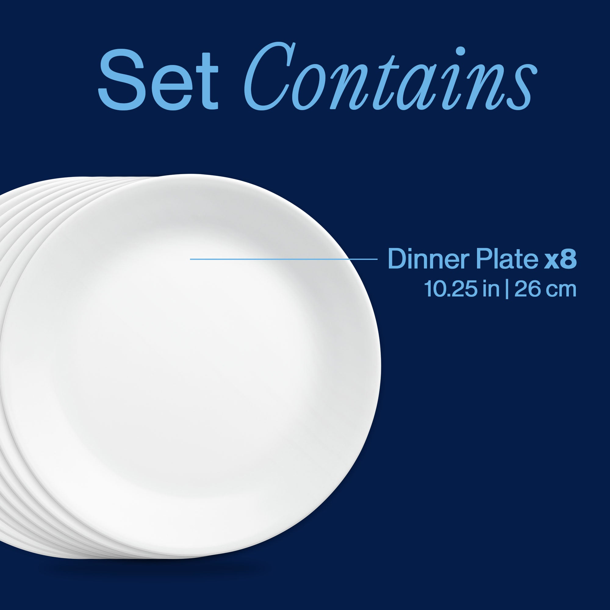 Corelle Winter Frost White Dinner Plate 26 cm - 8 Pack