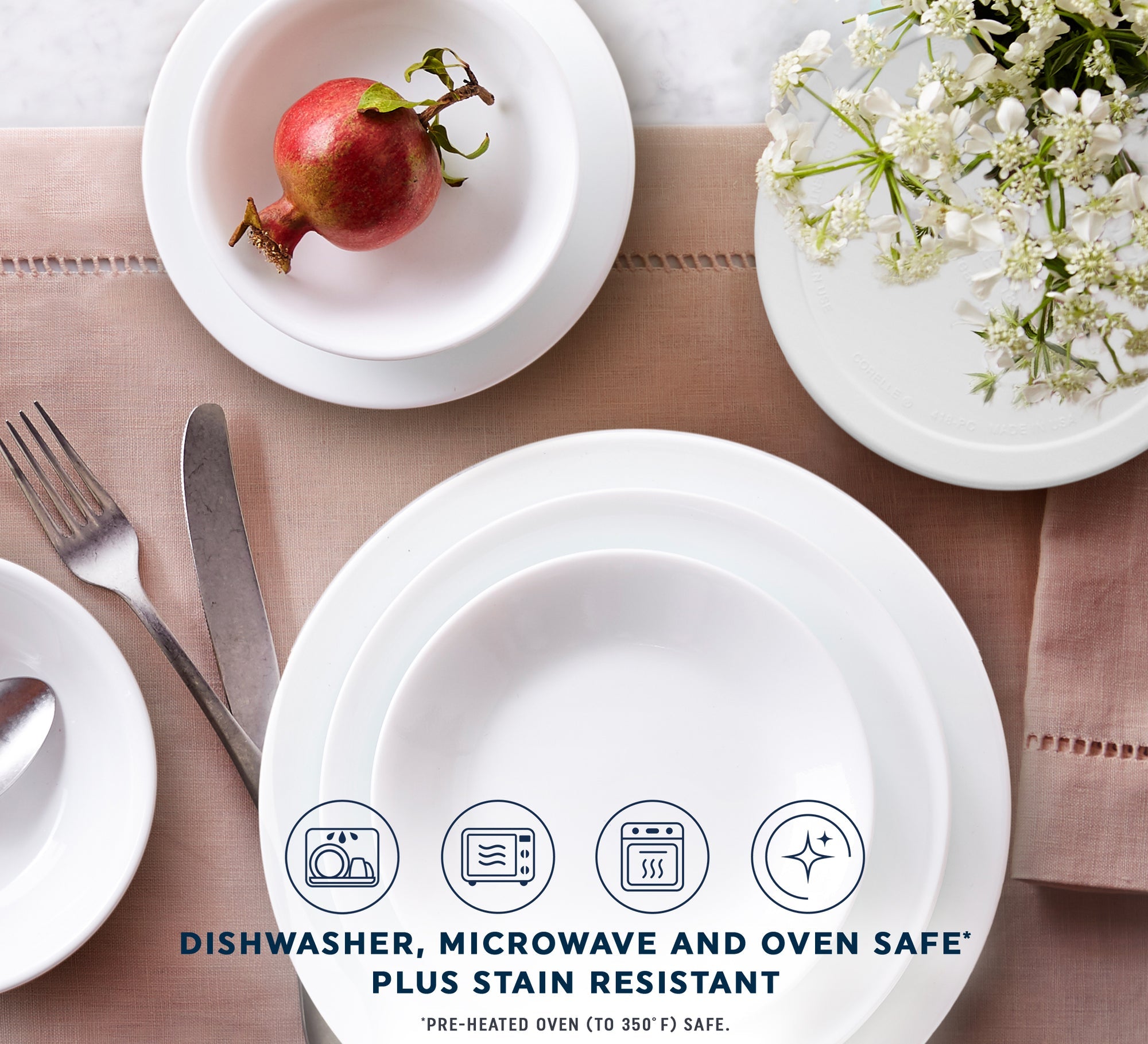 Corelle Winter Frost White 50 Piece Dinner Set