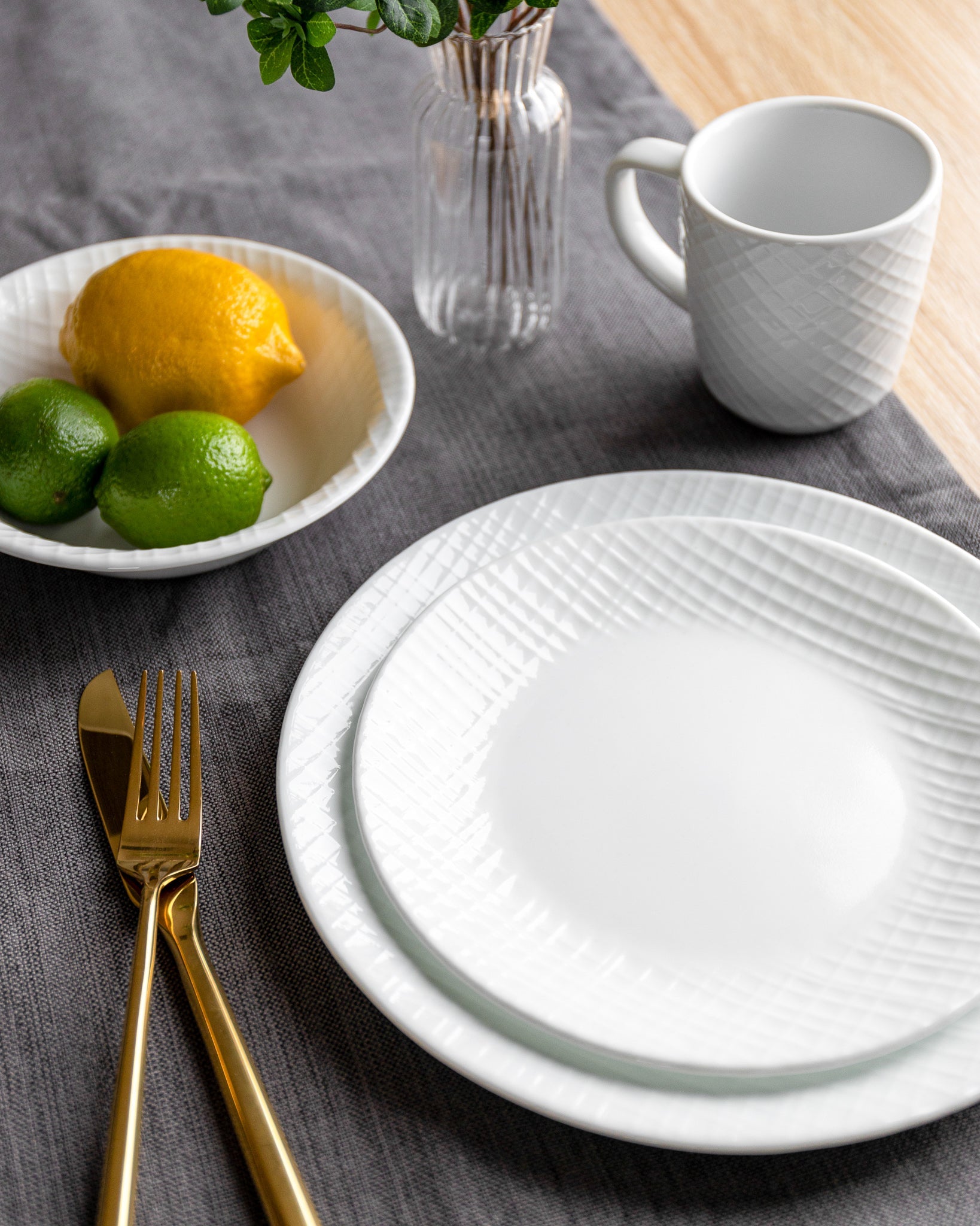 Corelle Linen Weave 12 Piece Dinner Set
