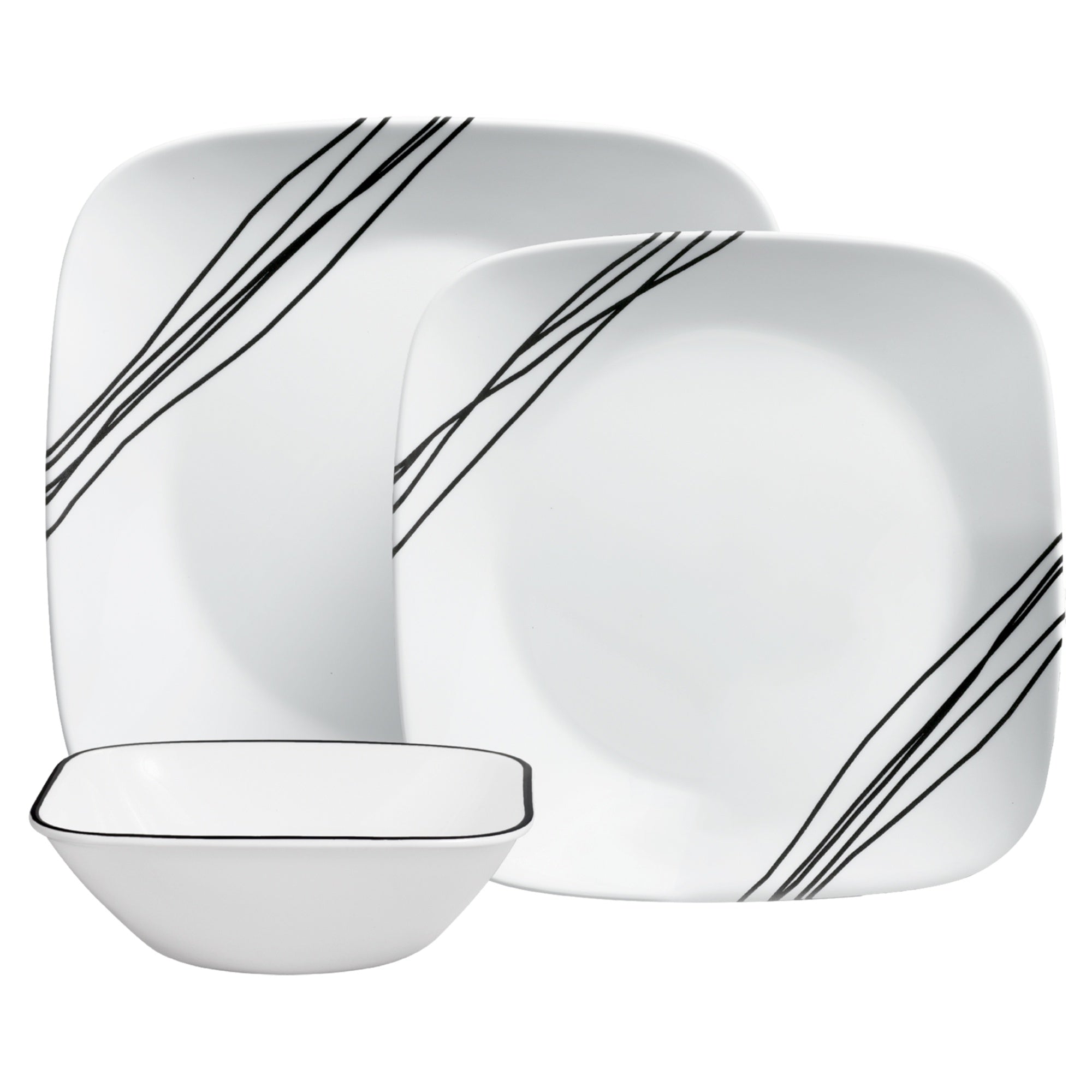 Corelle Simple Sketch 12 Piece Dinner Square Set